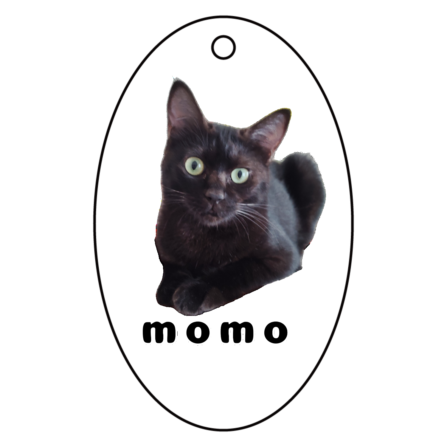 黒ねこももちゃんアクリルキーホルダー　楕円型 (6cm)1