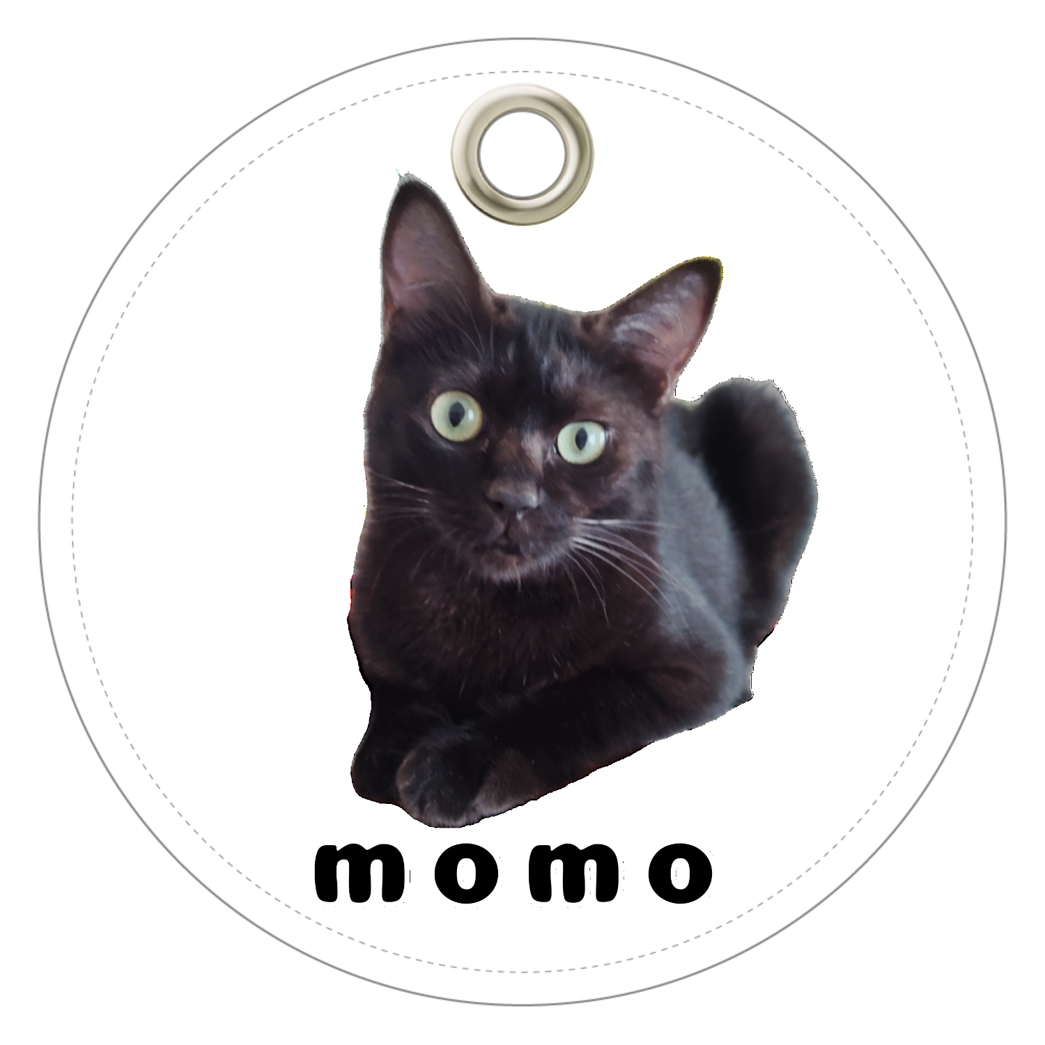 黒ねこももちゃんレザーキーホルダー（丸型）1