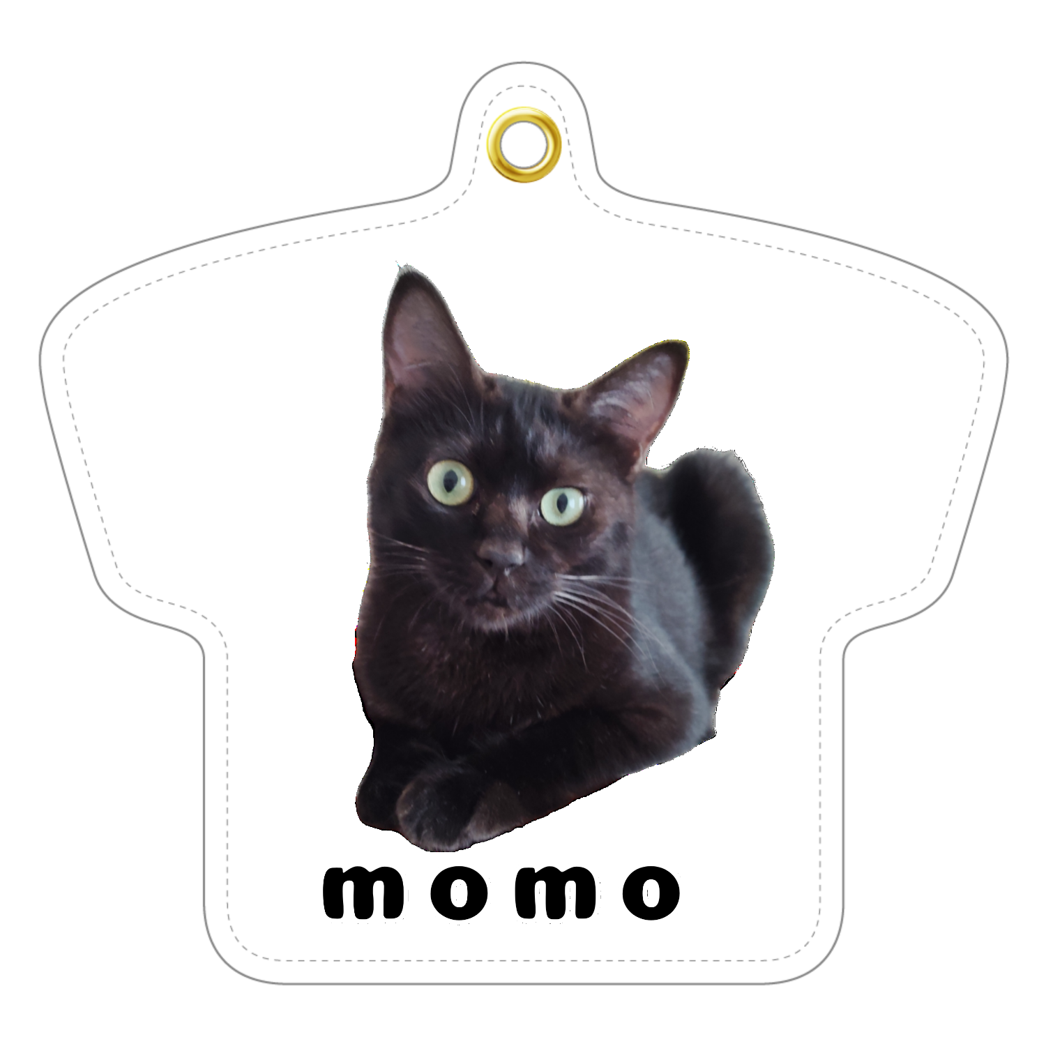 黒ねこももちゃんレザーキーホルダー（Tシャツ型）1