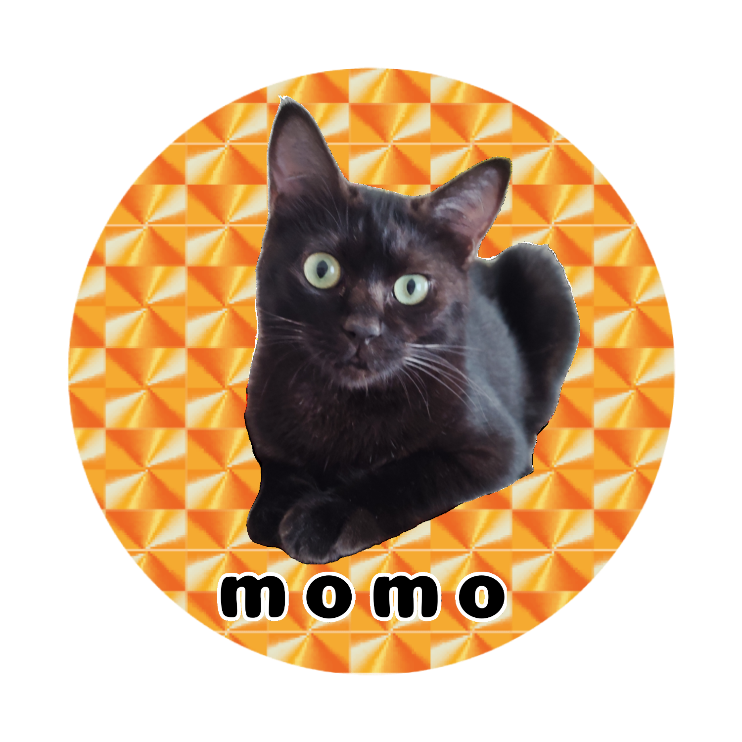 黒ねこももちゃん ホログラムオリジナル缶バッジ(Φ75㎜)