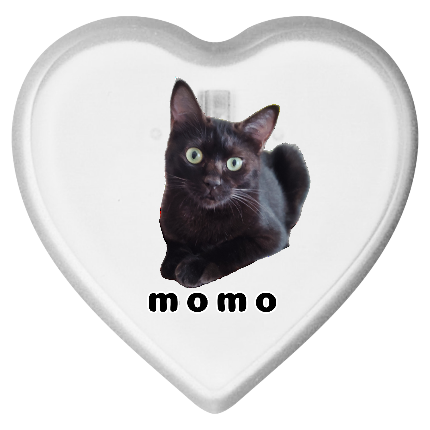 黒ねこももちゃん ライティングバッジ ハート形