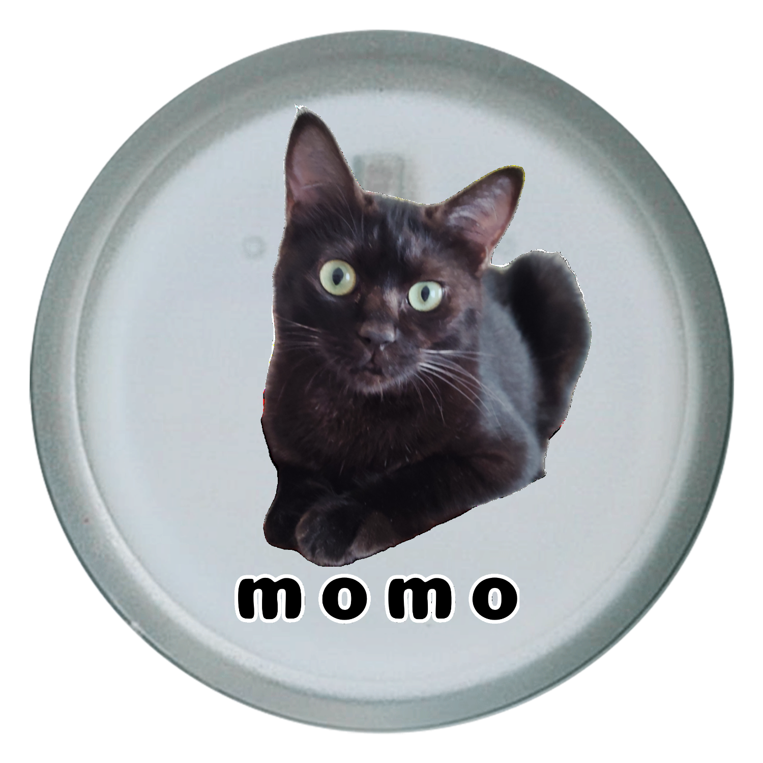 黒ねこももちゃん ライティングバッジ　丸形