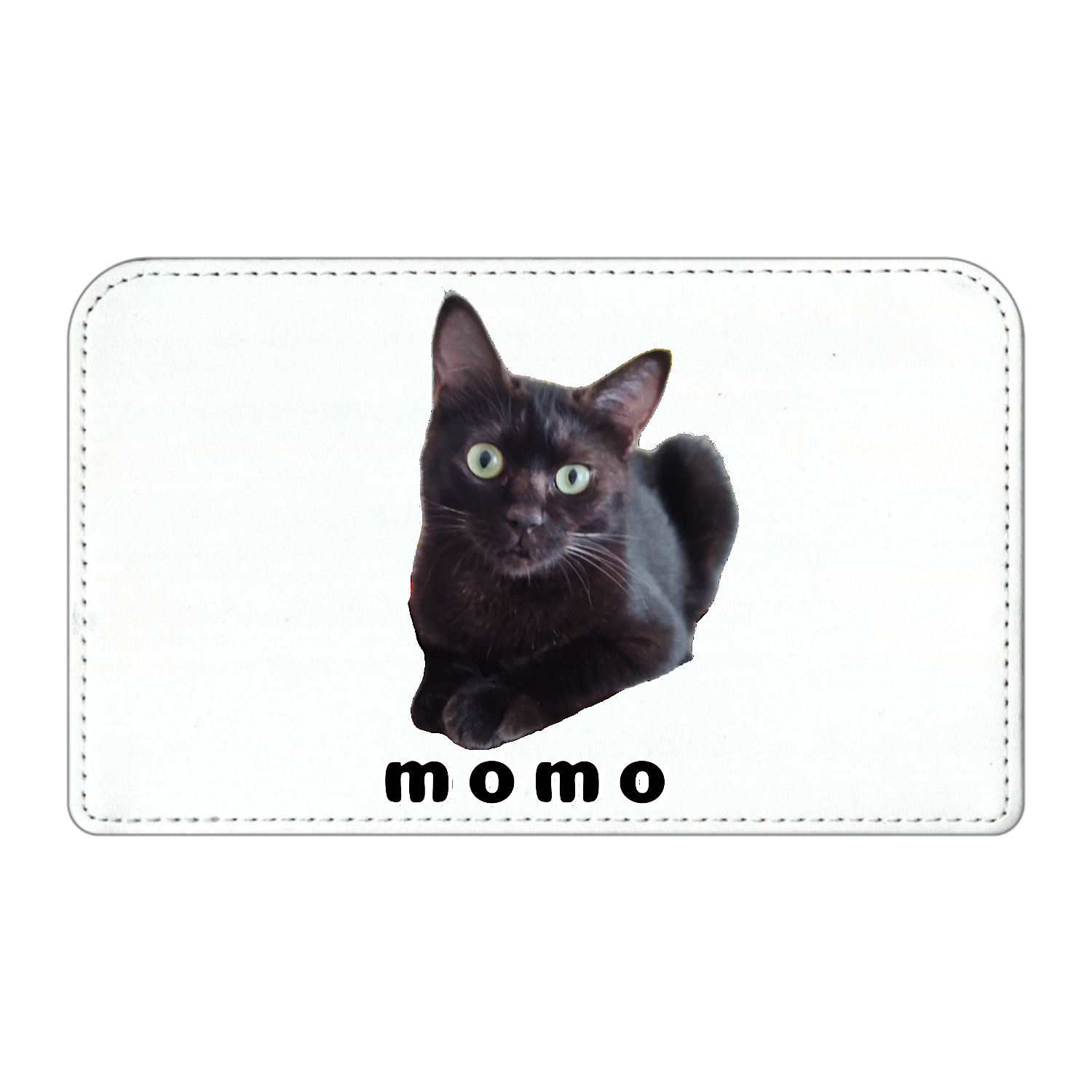 黒ねこももちゃんスクエアレザーポーチ1