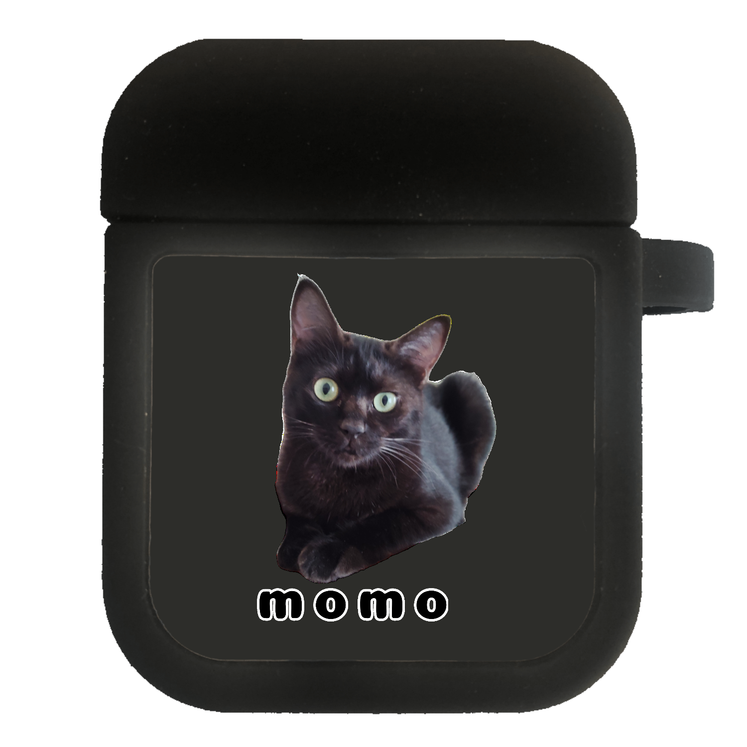 黒ねこももちゃん AirPodsクリアパネルシリコンケース