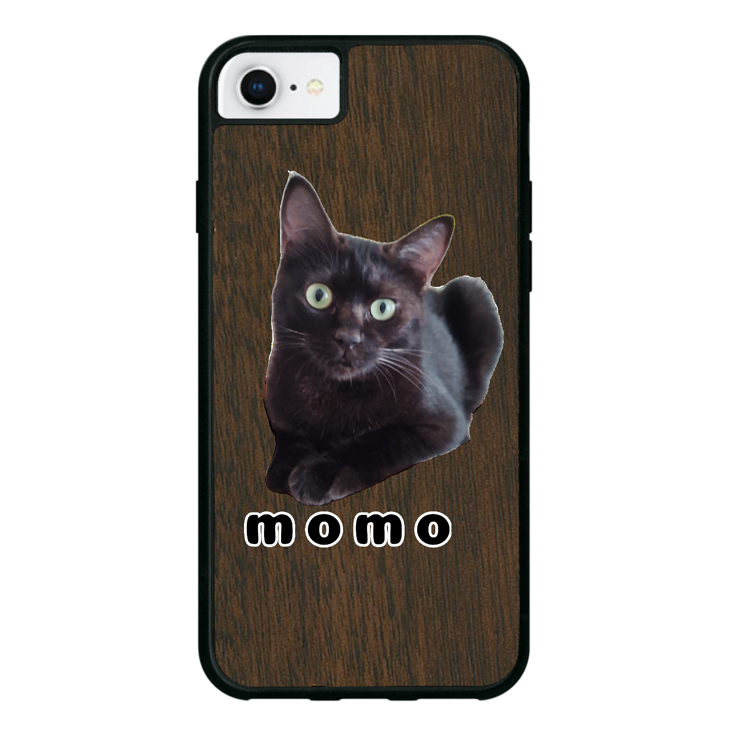 黒ねこももちゃん iPhone8 ウッドケース
