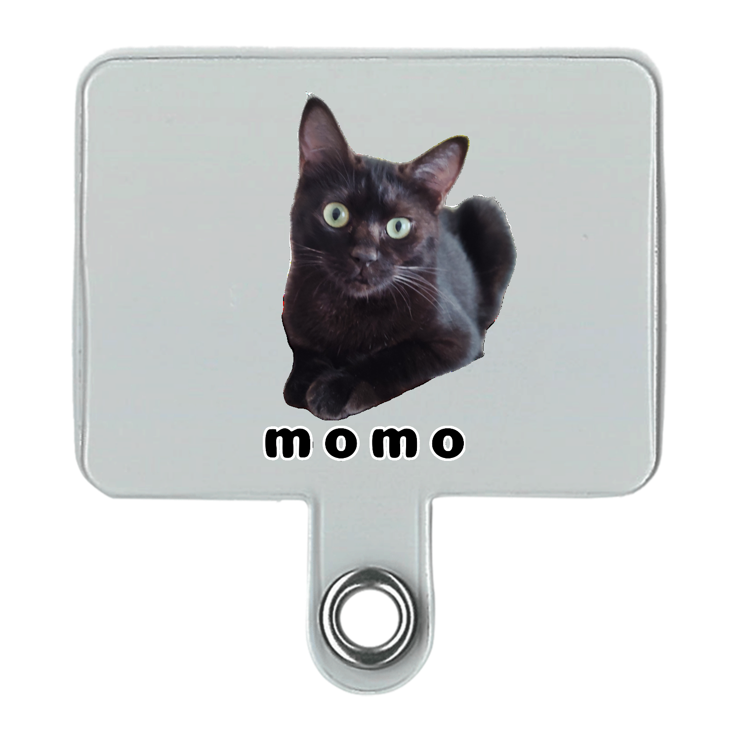 黒ねこももちゃん シンプルスマホストラップ（細め）