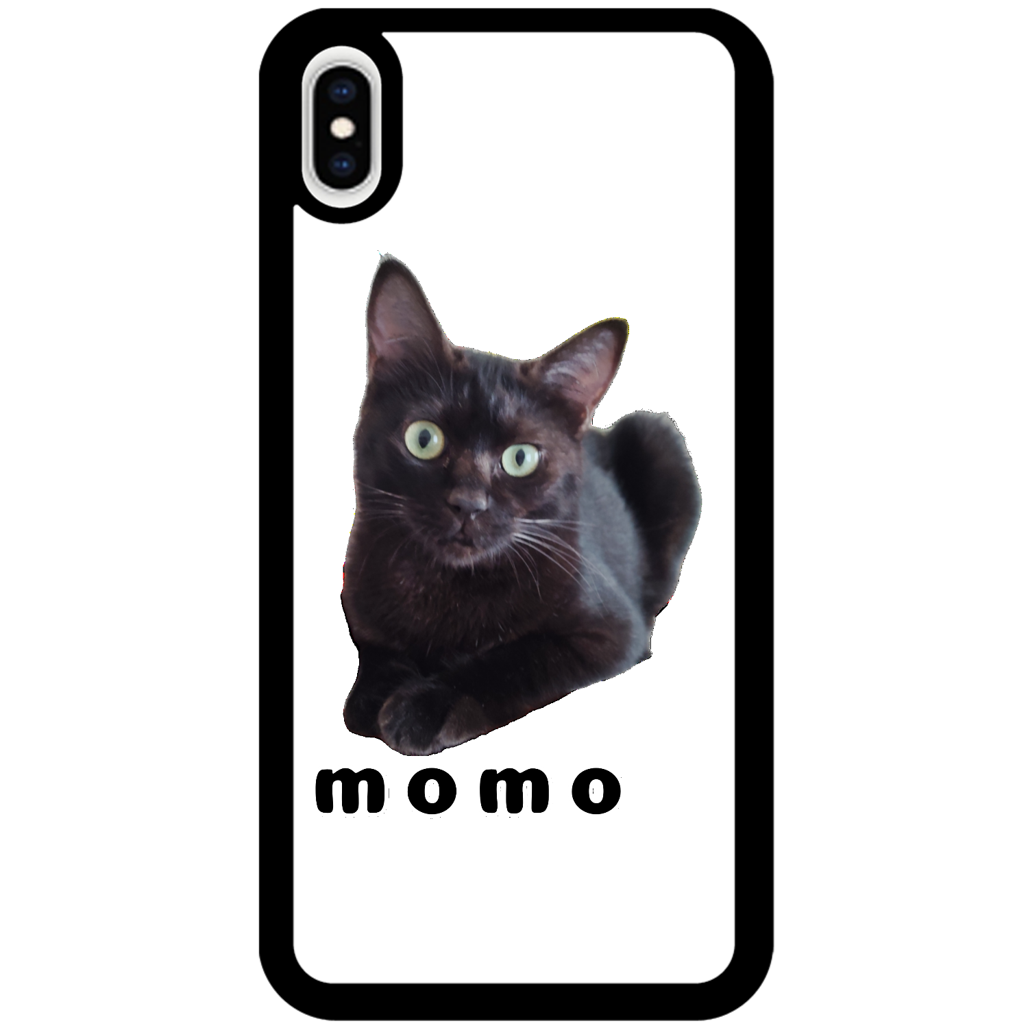 黒ねこももちゃん iPhoneXsMAX_プリントパネルラバーケース