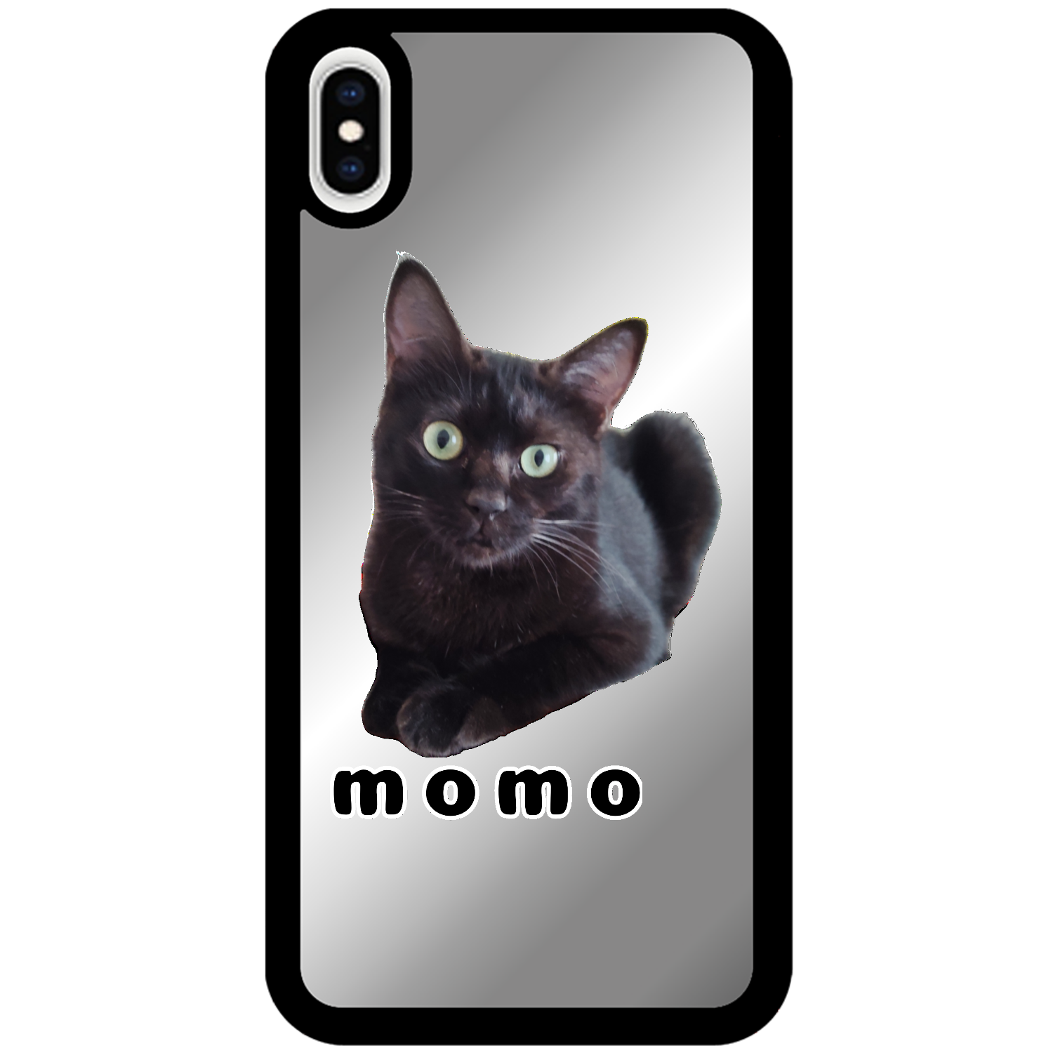 黒ねこももちゃん iPhoneXS Maxミラーパネルケース