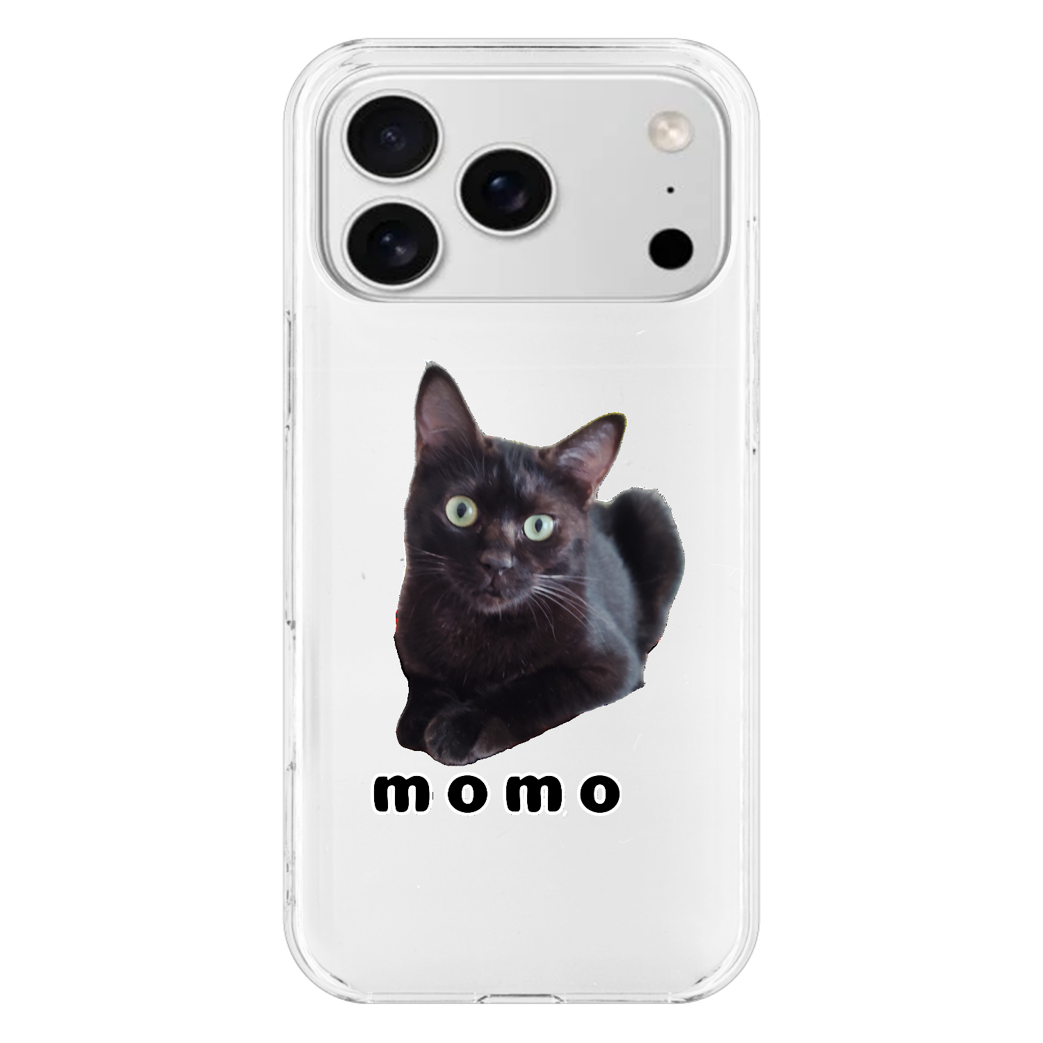 黒ねこももちゃん iPhone17 ProMax (透明)(ハードケース)