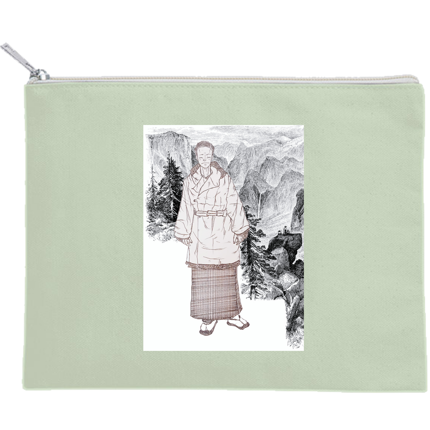 ｢雪景色｣ キャンバスフラットポーチ（M）【白プリント有】