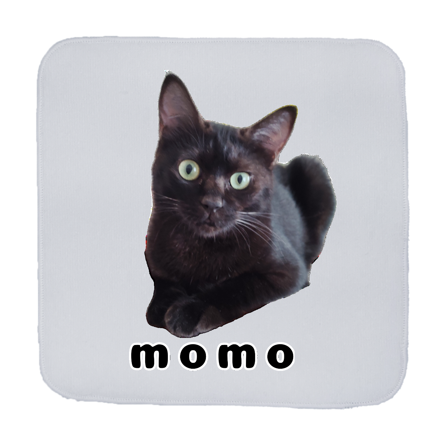 黒ねこももちゃん 全面プリントハンカチタオル 