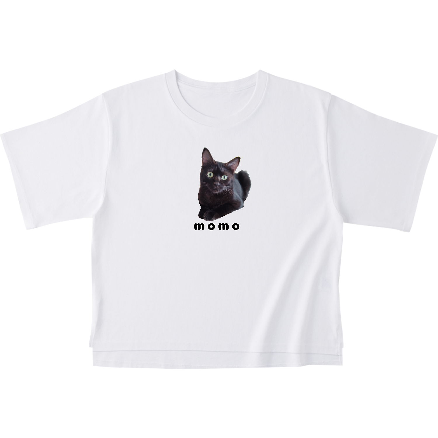 黒ねこももちゃん オープンエンドマックスウェイトウィメンズオーバーTシャツ