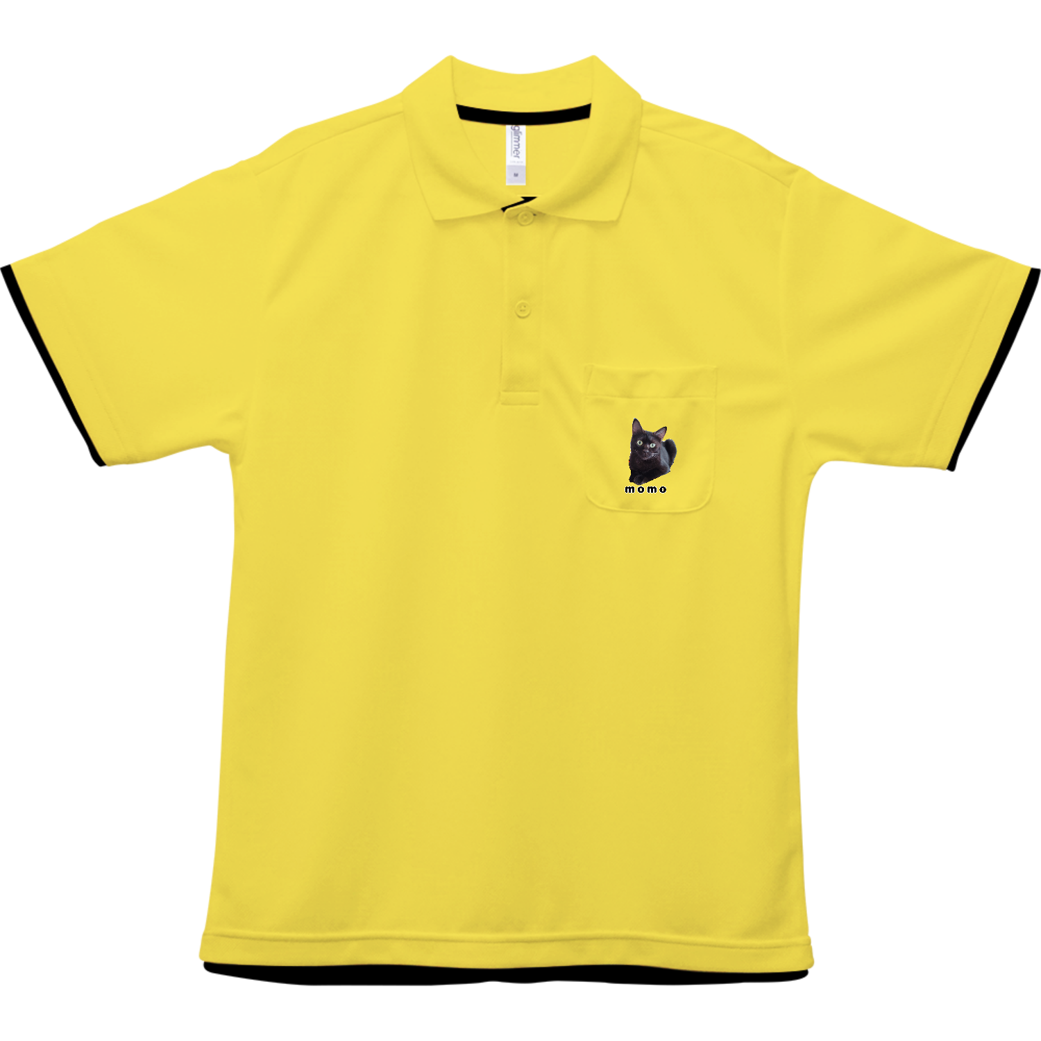 黒ねこももちゃん ドライレイヤードポロシャツ