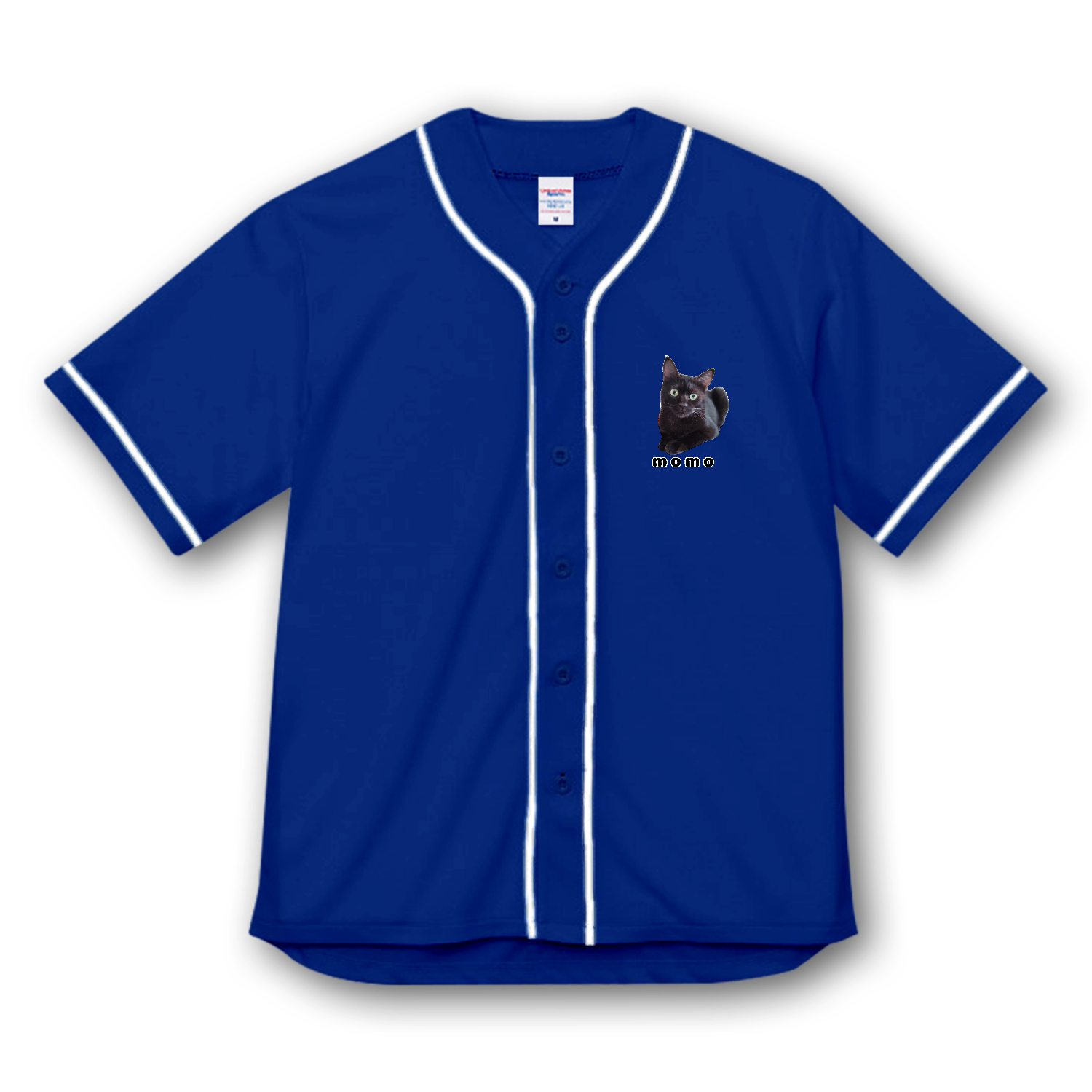 黒ねこももちゃん 4.1オンス ドライアスレチック ベースボールシャツ