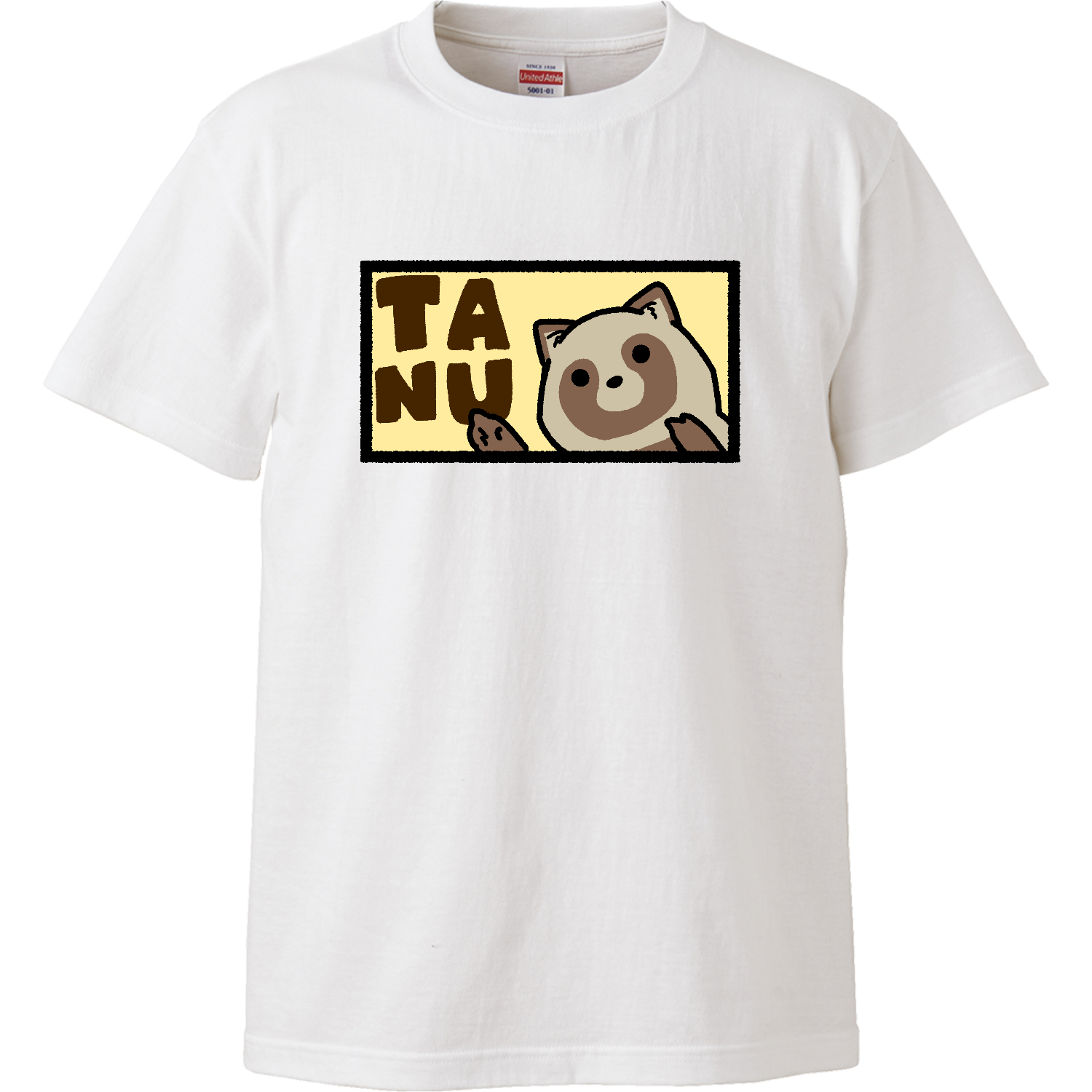 TANUを指さすたぬき Tシャツ｜殻岸 - オリラボマーケット