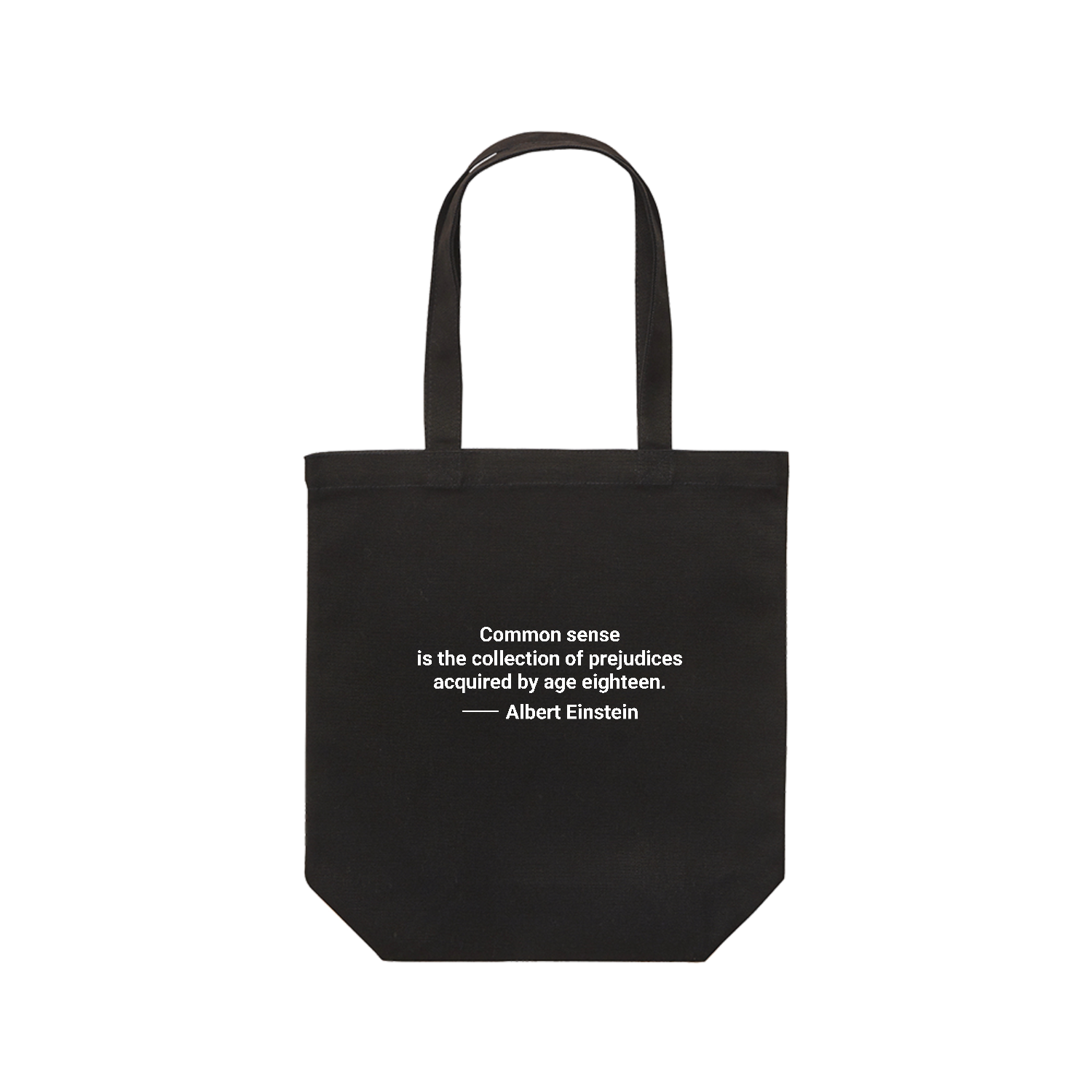 【アインシュタイン名言・英文】常識とは１８歳までに身につけた偏見のコレクションである（Common sense is the collection～） レギュラーキャンバストートバッグ(M) (フルカラー転写プリント)