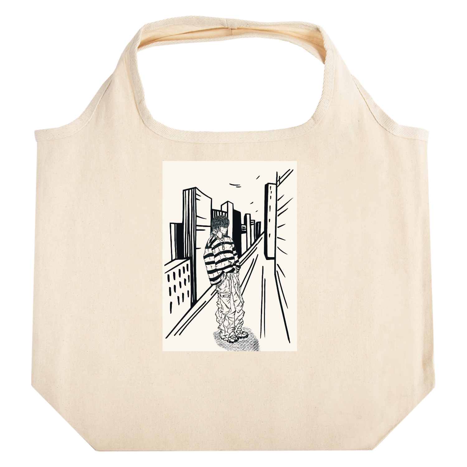 ボーっと… たためるマルシェ【白プリントあり】