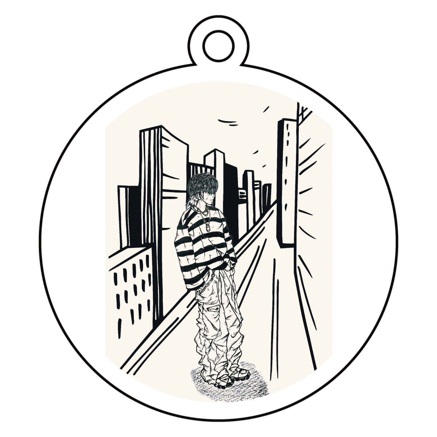 ボーっと… アクリルキーホルダー　丸型 (6cm)