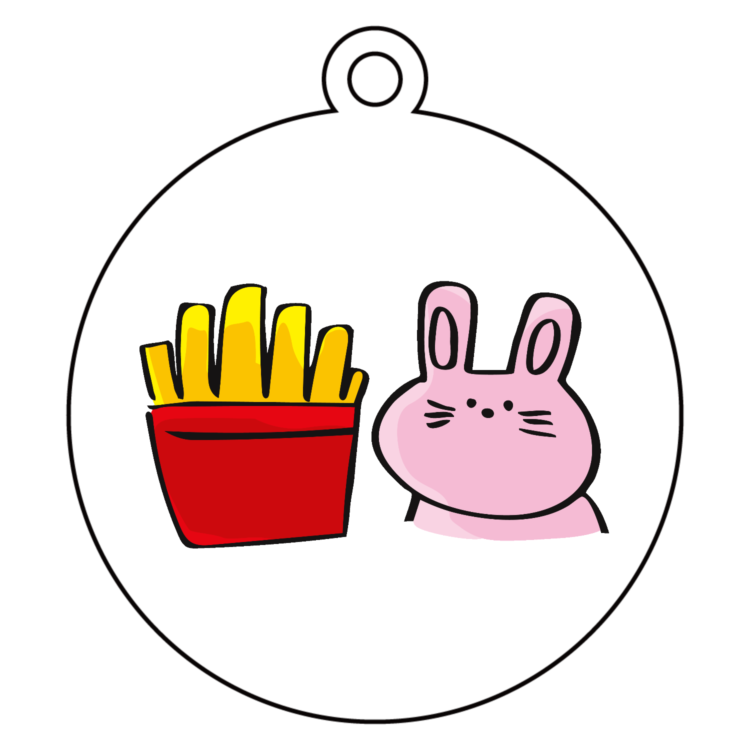 グラフィックシリーズ「うさぎ＆ポテト」 アクリルキーホルダー　丸型 (6cm)