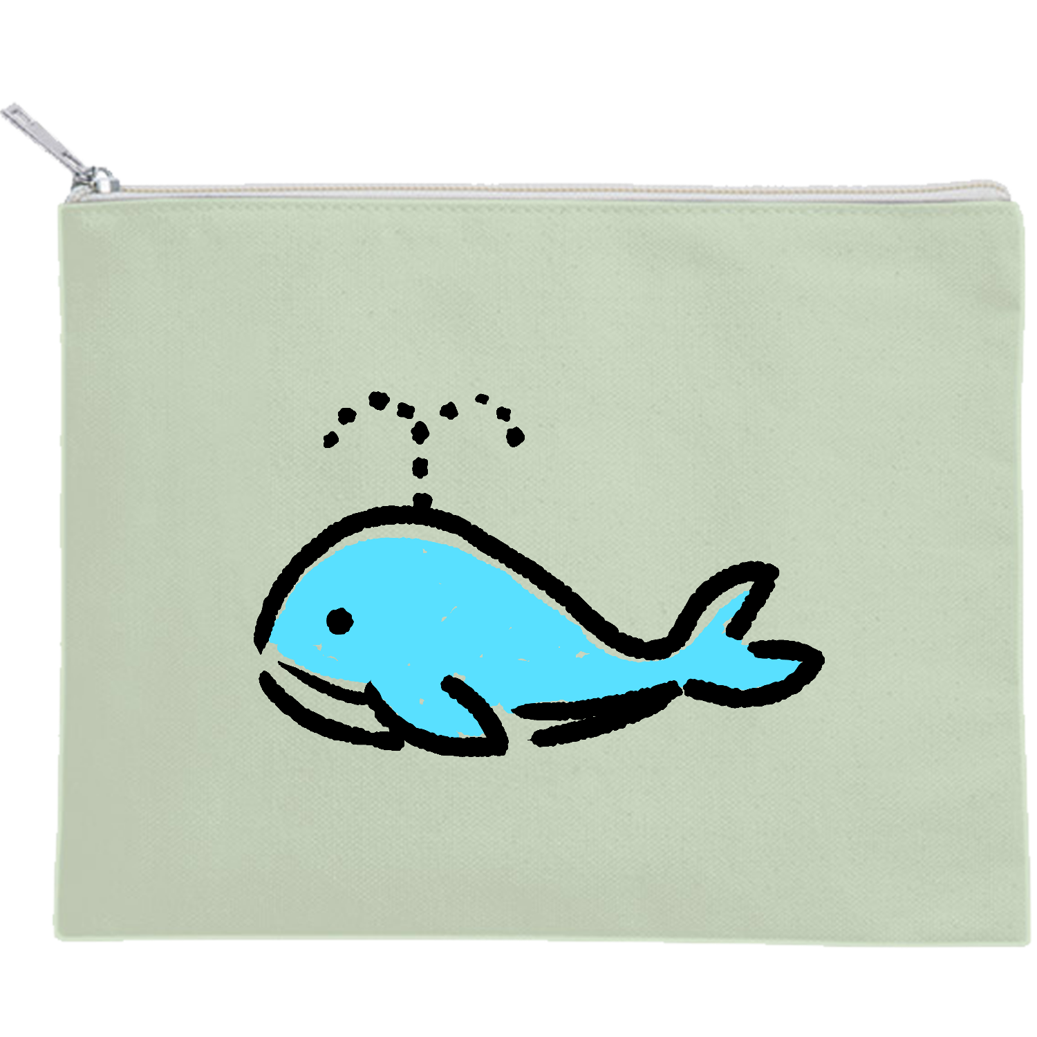 可愛いくじらちゃん キャンバスフラットポーチ（M）【白プリント有】
