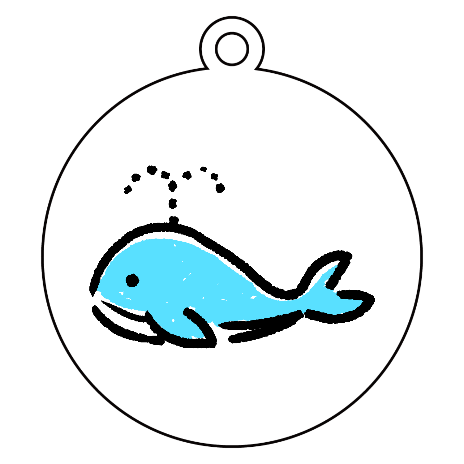 可愛いくじらちゃん アクリルキーホルダー　丸型 (6cm)