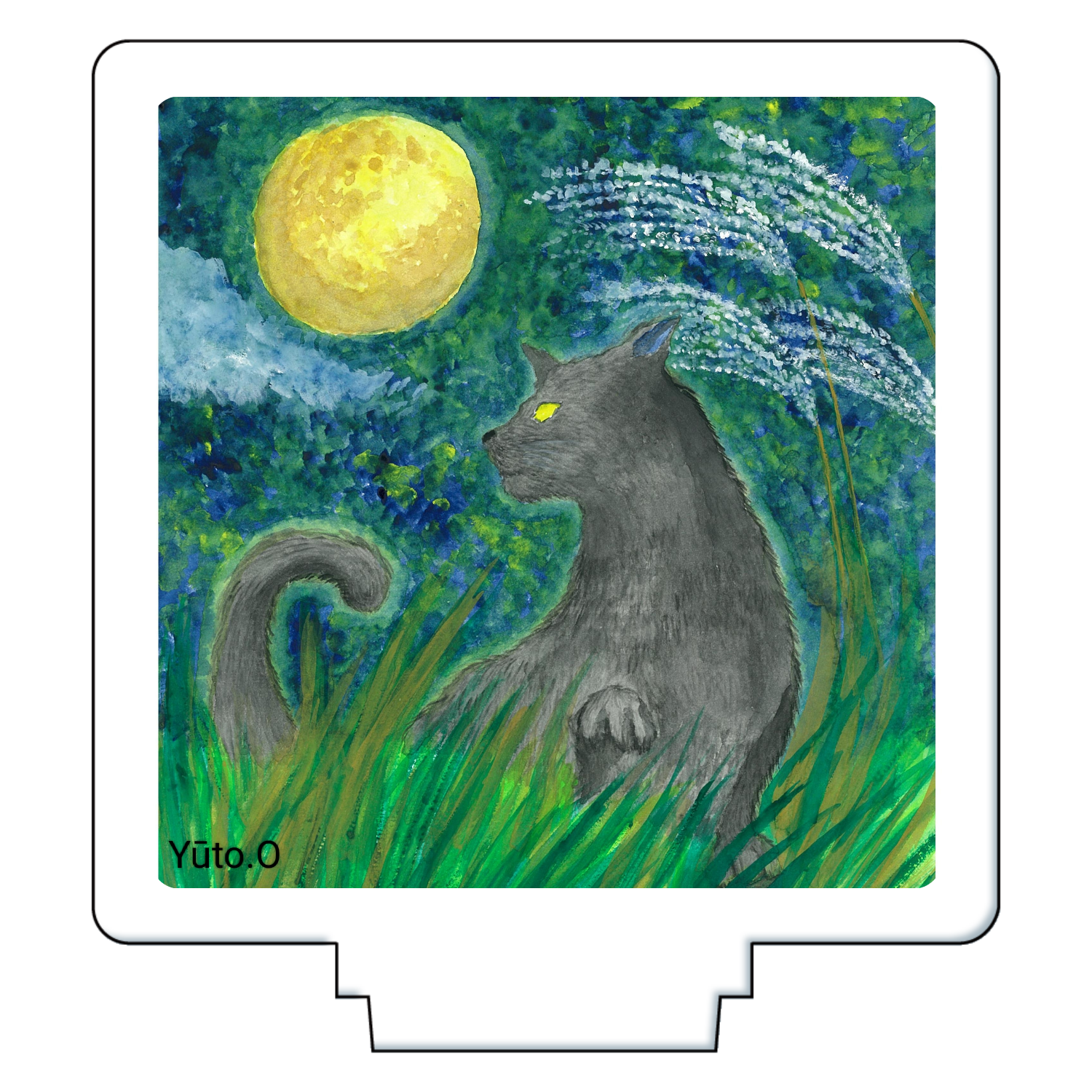 『月と猫』アクリルスタンド アクリルフィギュア正方形(50×50mm)