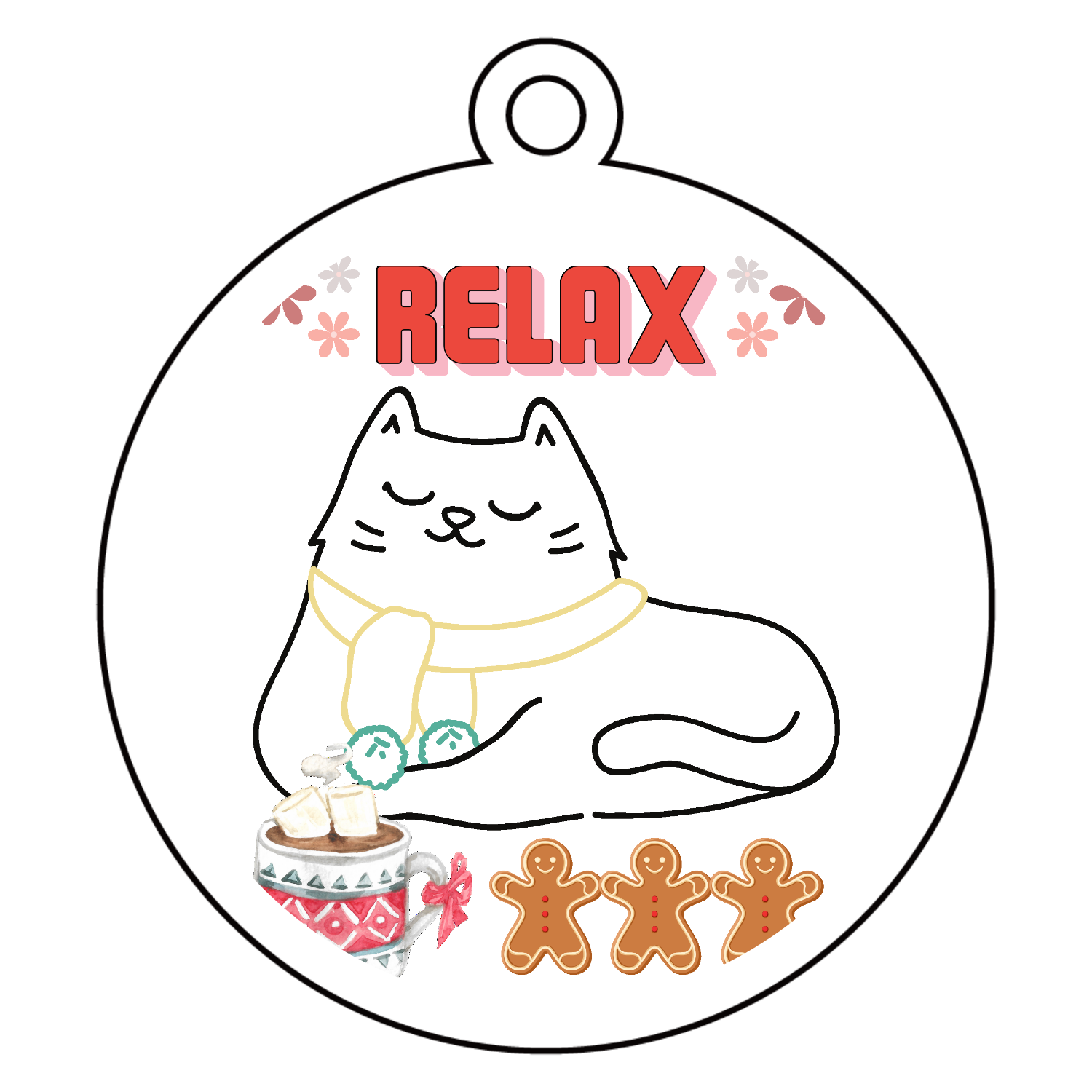 くつろぎねこちゃんパート5 アクリルキーホルダー　丸型 (6cm)