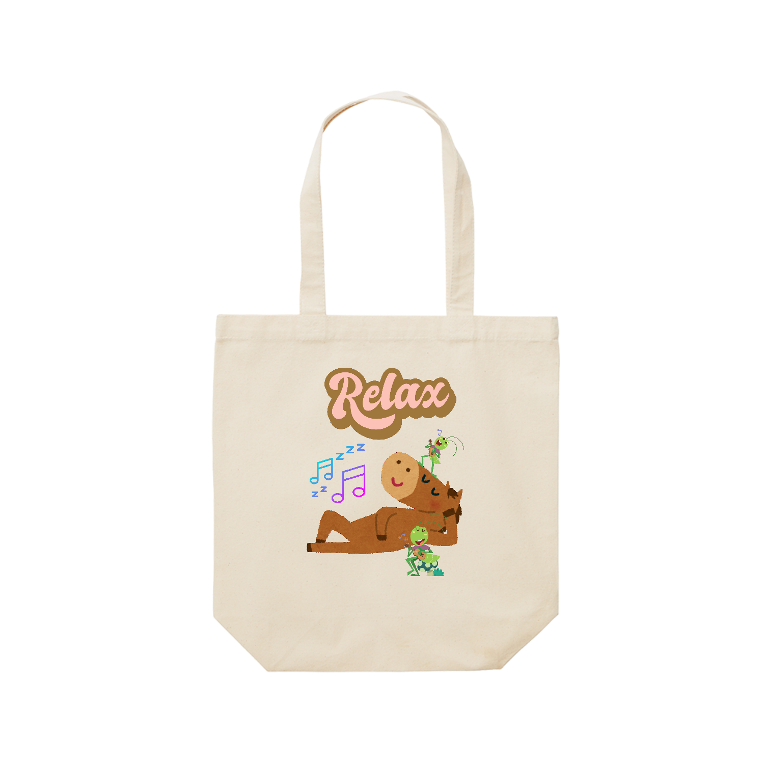 馬の昼寝 レギュラーキャンバストートバッグ(M) (フルカラー転写プリント)