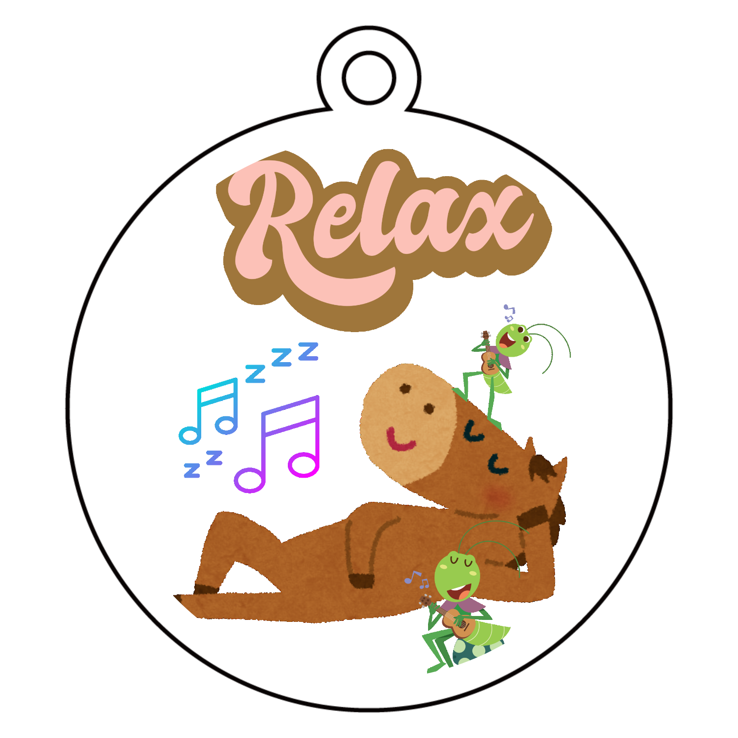 馬の昼寝 アクリルキーホルダー　丸型 (6cm)