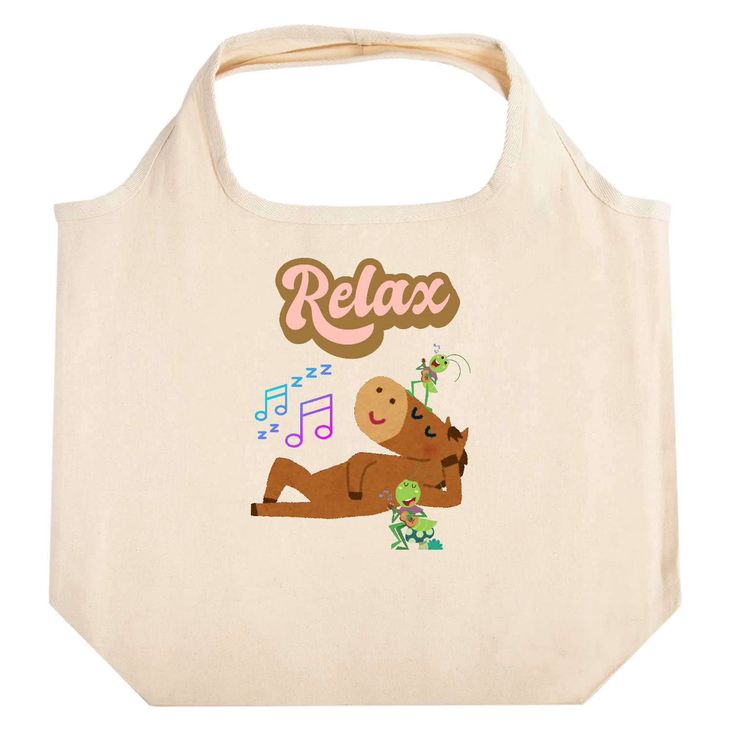 馬の昼寝 たためるマルシェ【白プリントあり】