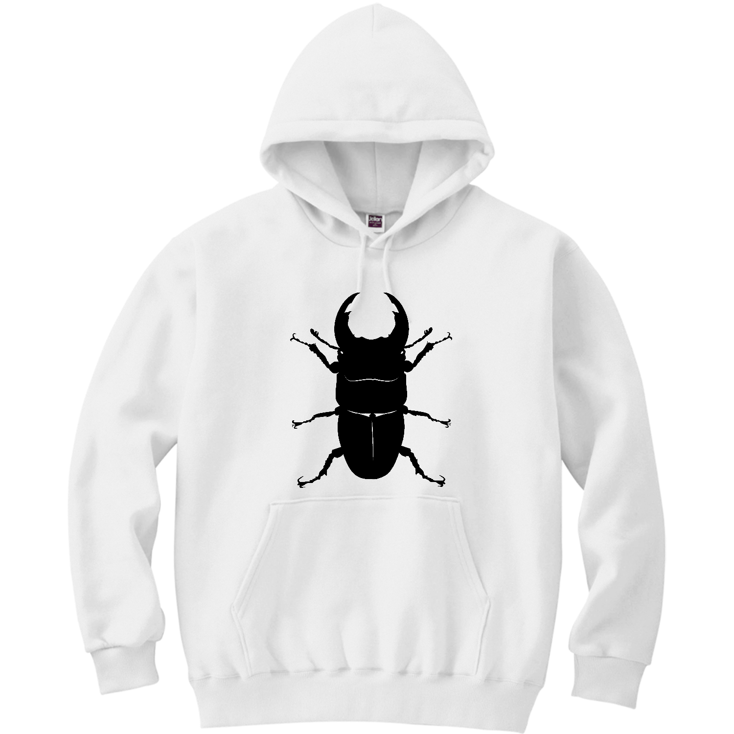 オオクワガタのシンプルシルエット！昆虫好きに！ 軽量プルパーカー (長袖プリント)