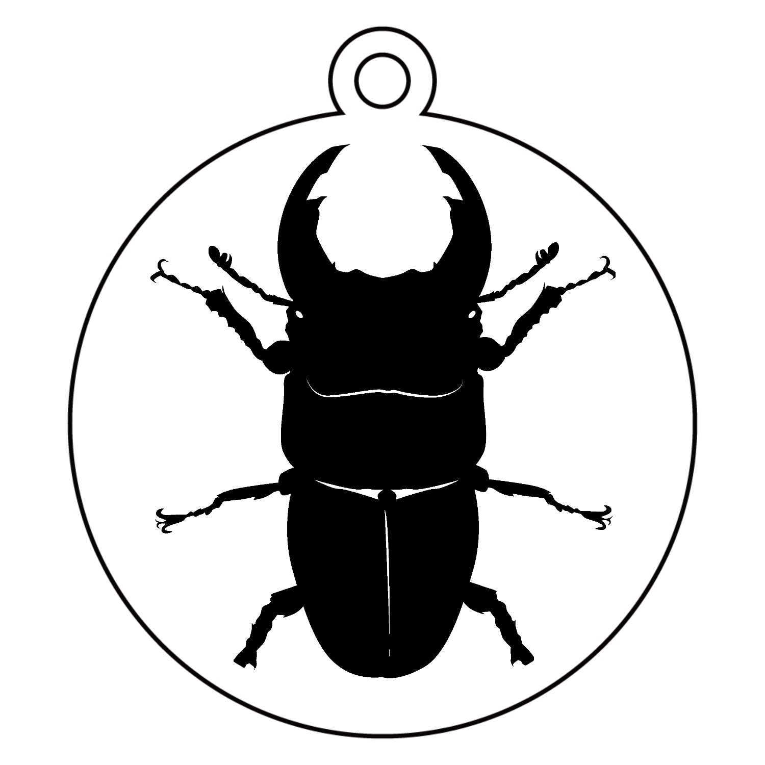 オオクワガタのシンプルシルエット！昆虫好きに！ アクリルキーホルダー　丸型 (6cm)