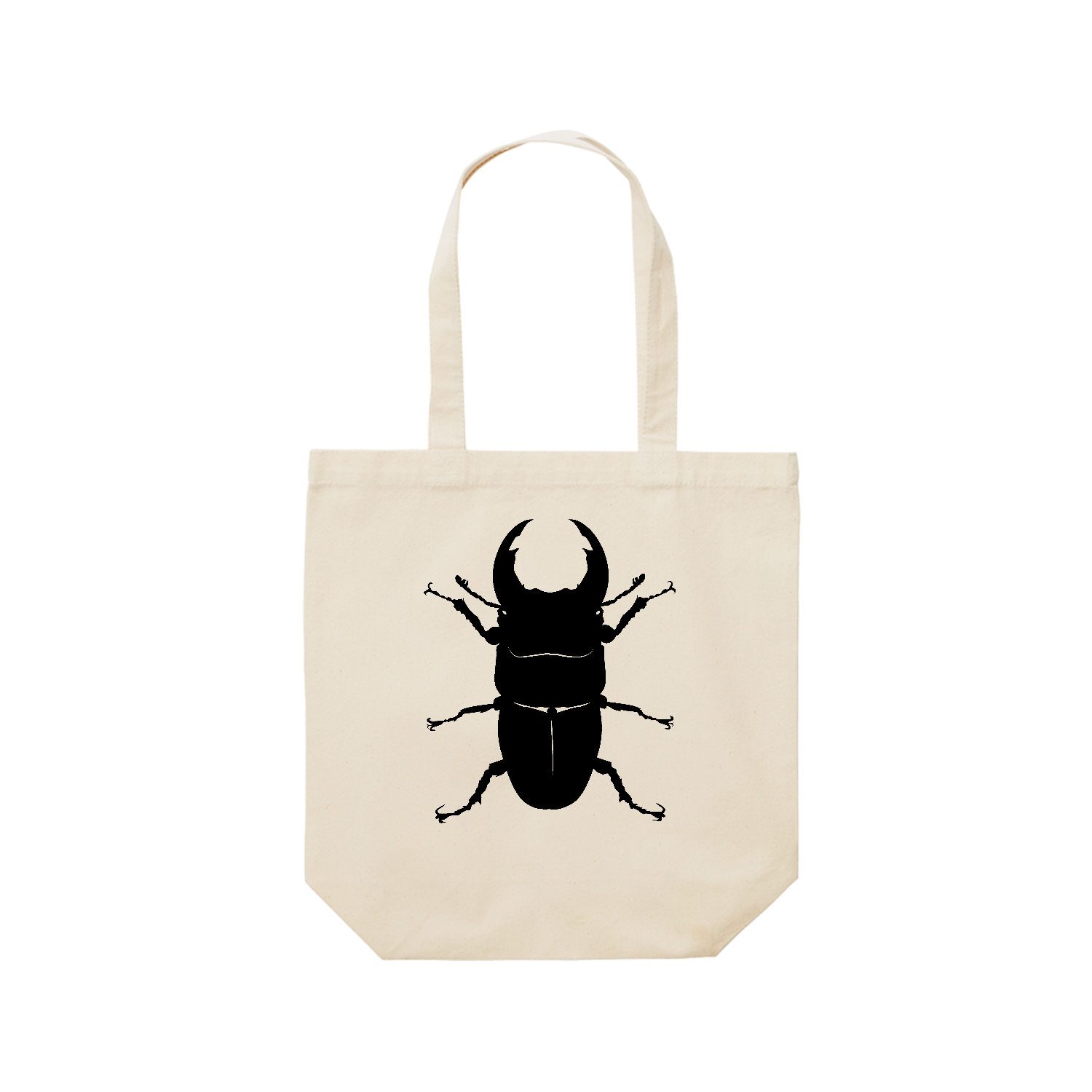 オオクワガタのシンプルシルエット！昆虫好きに！ レギュラーキャンバストートバッグ(M) (フルカラー転写プリント)