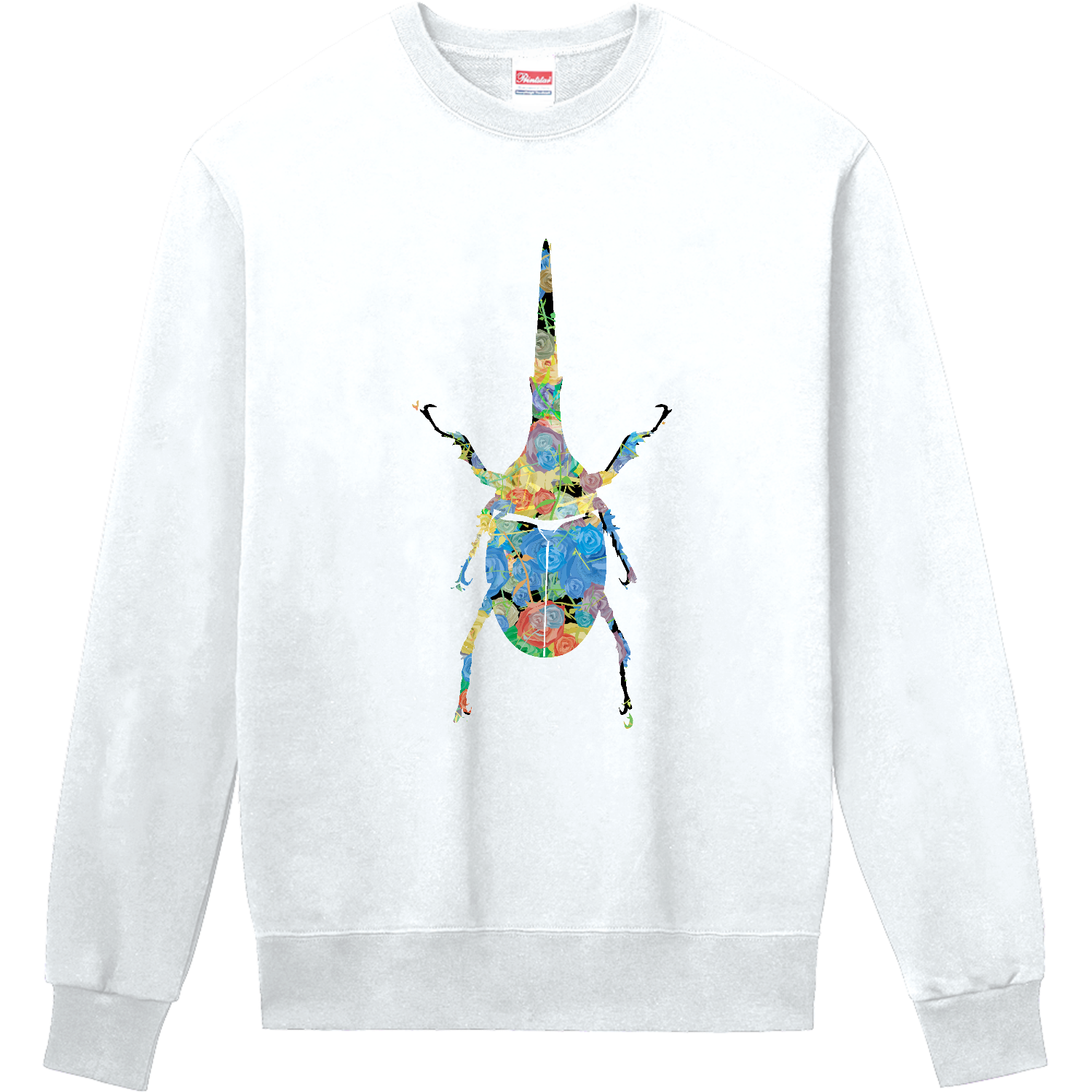 薔薇のヘラクレスオオカブトムシのシルエットアート - 可愛い昆虫マーク 定番スウェット