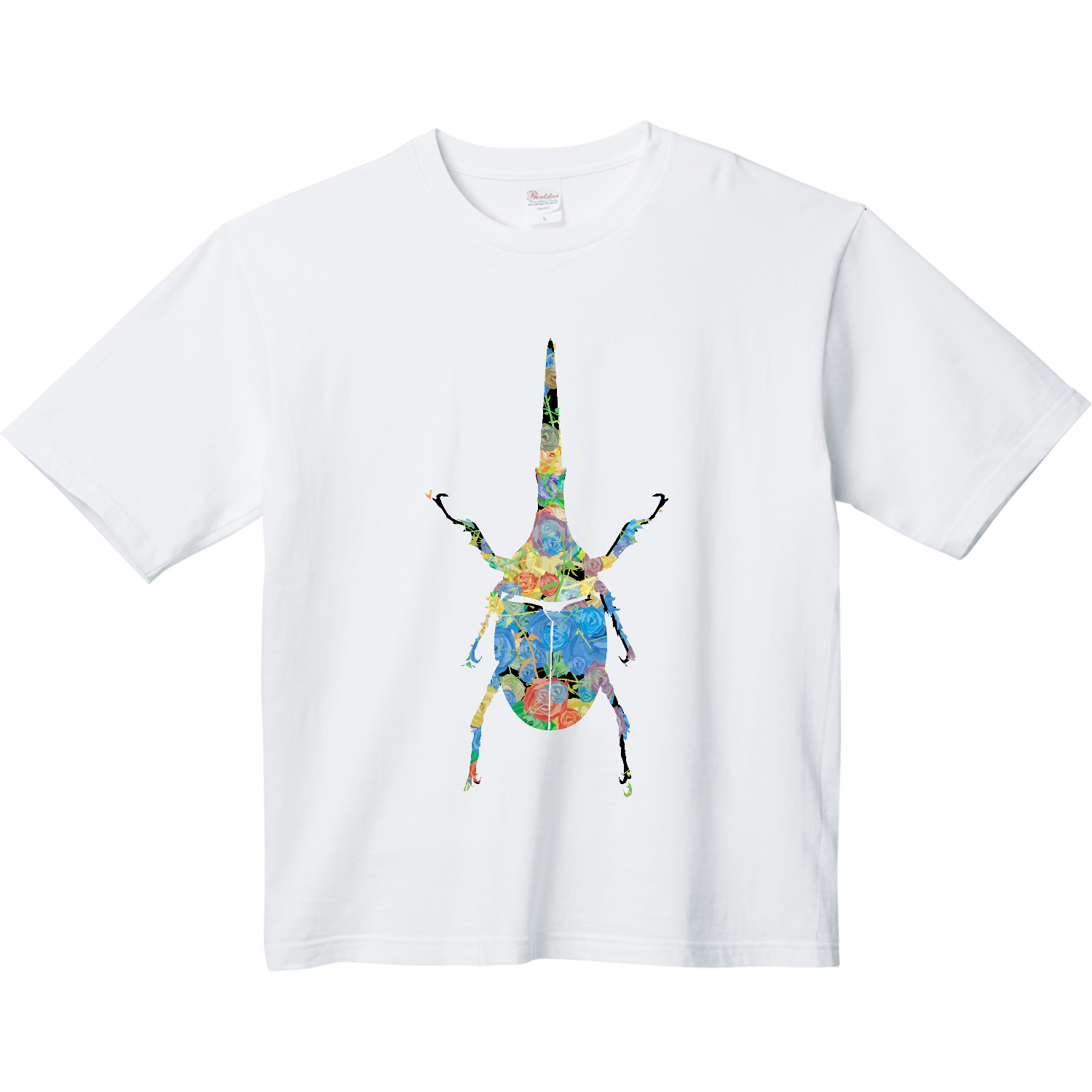 薔薇のヘラクレスオオカブトムシのシルエットアート - 可愛い昆虫マーク ヘビーウェイト ビッグシルエットTシャツ