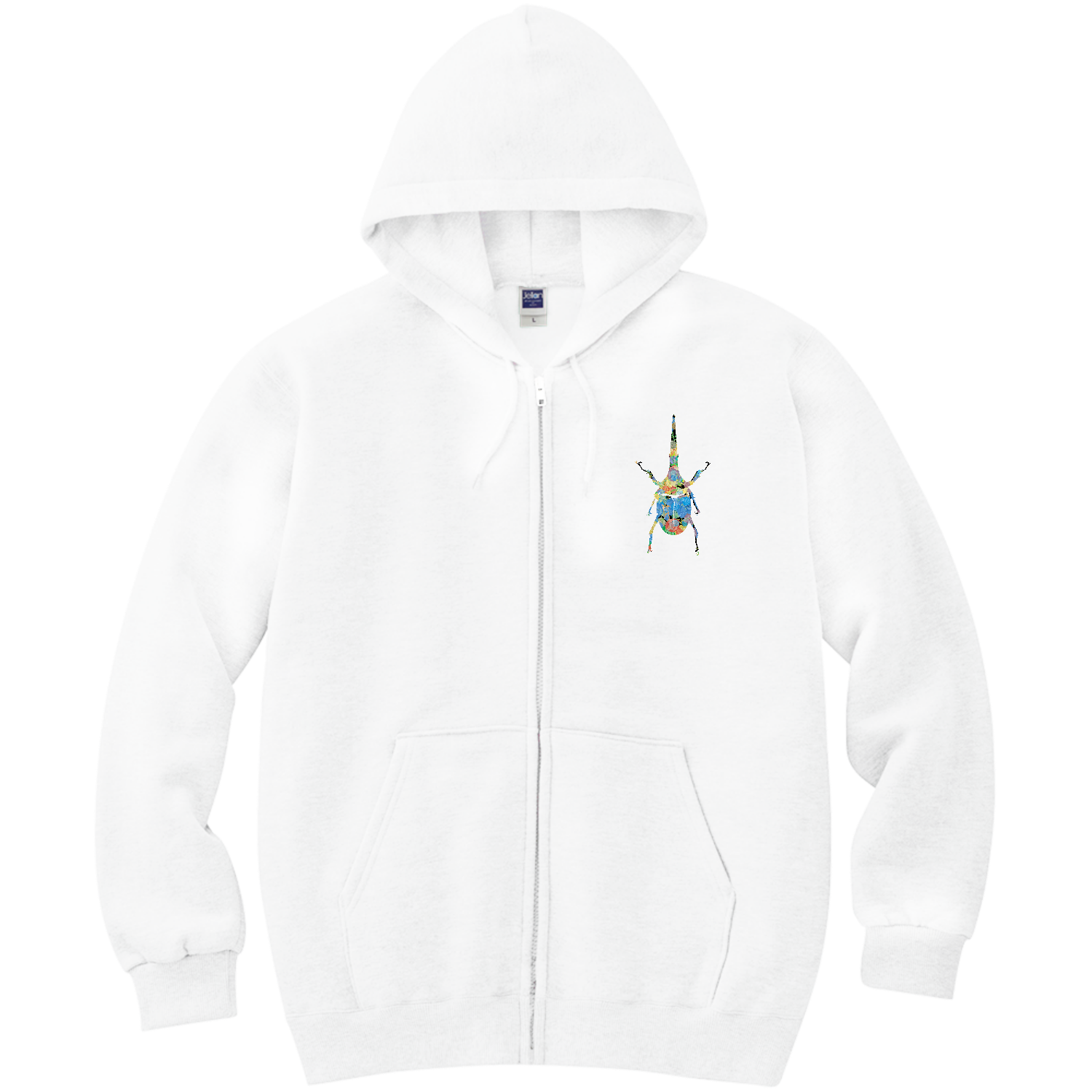 薔薇のヘラクレスオオカブトムシのシルエットアート - 可愛い昆虫マーク 軽量ジップアップパーカー