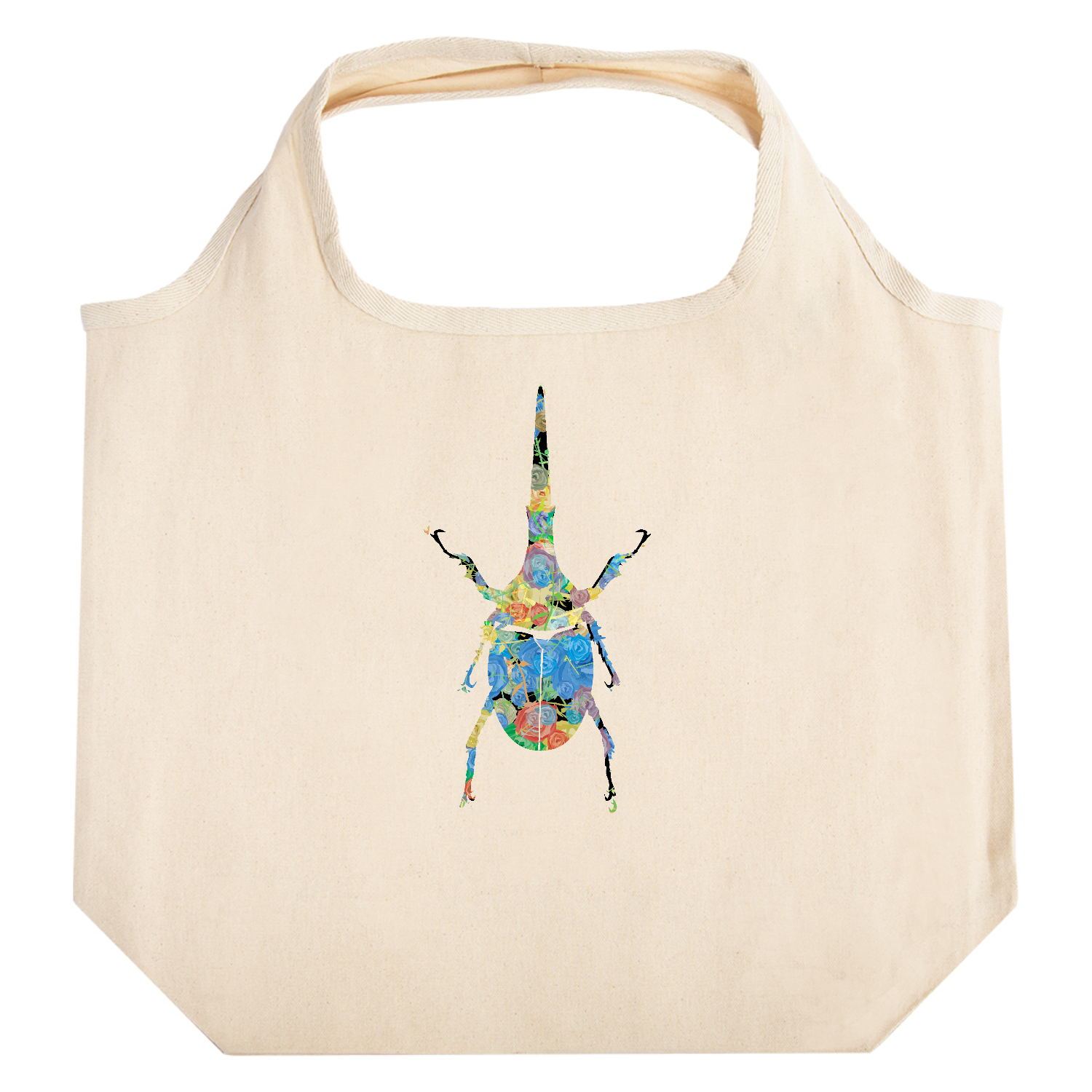 薔薇のヘラクレスオオカブトムシのシルエットアート - 可愛い昆虫マーク たためるマルシェ【白プリントあり】