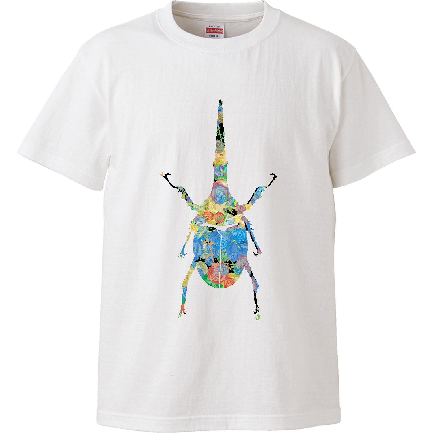 薔薇のヘラクレスオオカブトムシのシルエットアート - 可愛い昆虫マーク ハイクオリティーTシャツ