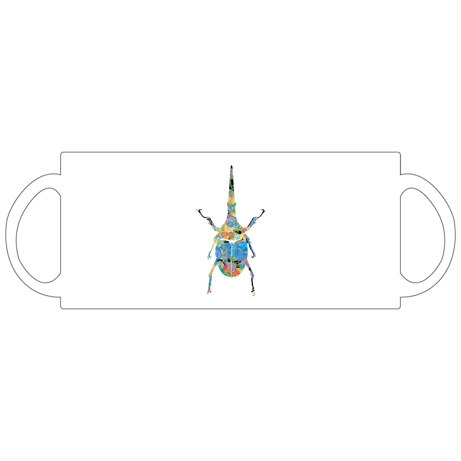 薔薇のヘラクレスオオカブトムシのシルエットアート - 可愛い昆虫マーク 定番マグカップ