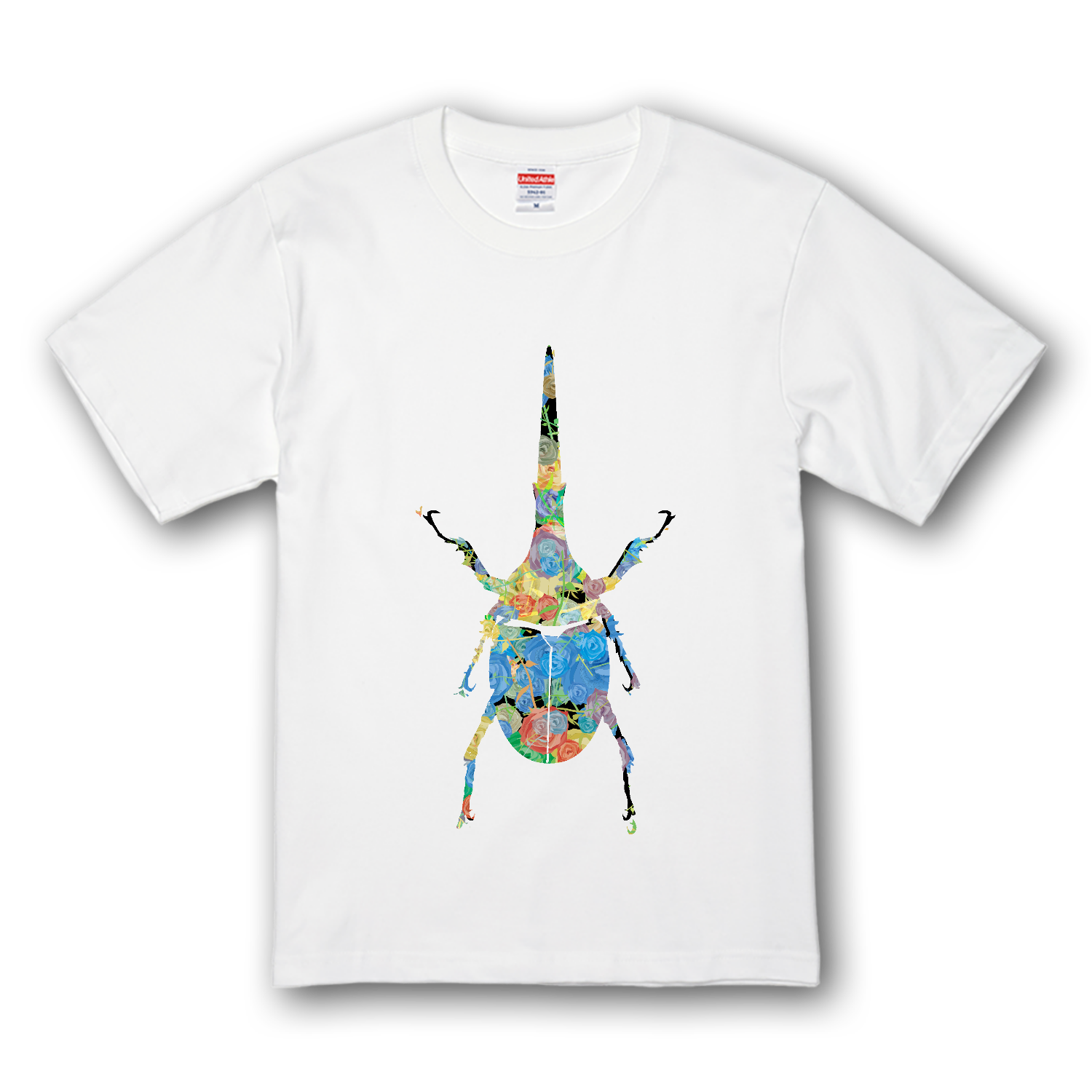 薔薇のヘラクレスオオカブトムシのシルエットアート - 可愛い昆虫マーク プレミアムTシャツ