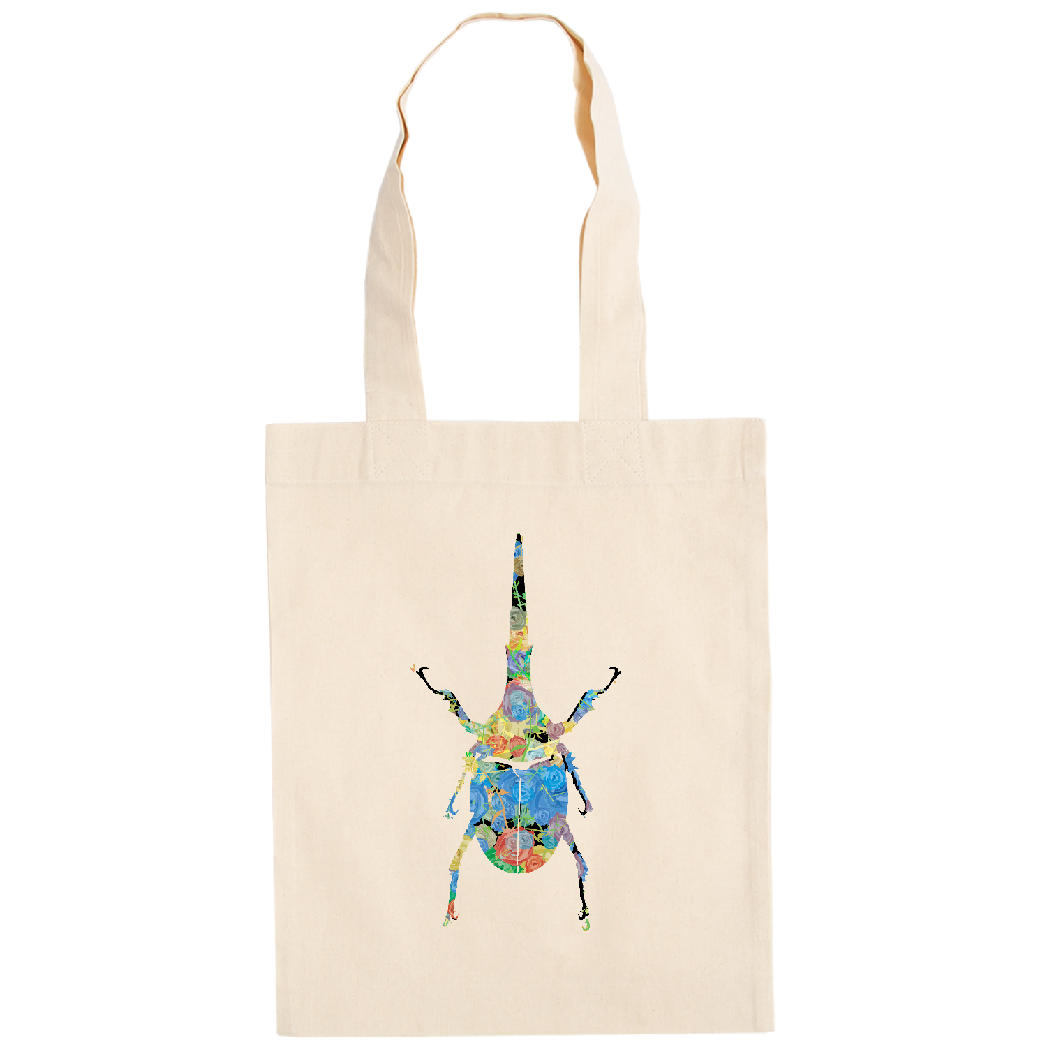 薔薇のヘラクレスオオカブトムシのシルエットアート - 可愛い昆虫マーク ドイツテューテ【白プリントあり】