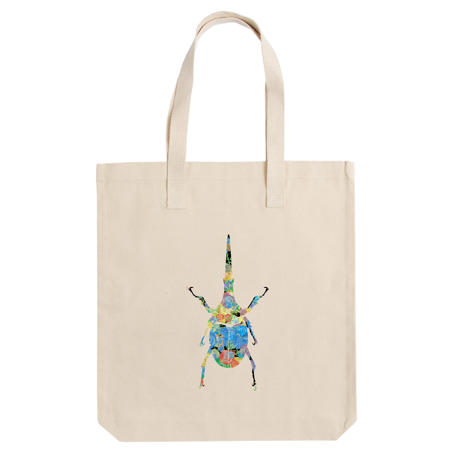 薔薇のヘラクレスオオカブトムシのシルエットアート - 可愛い昆虫マーク アーバントート【白プリントあり】