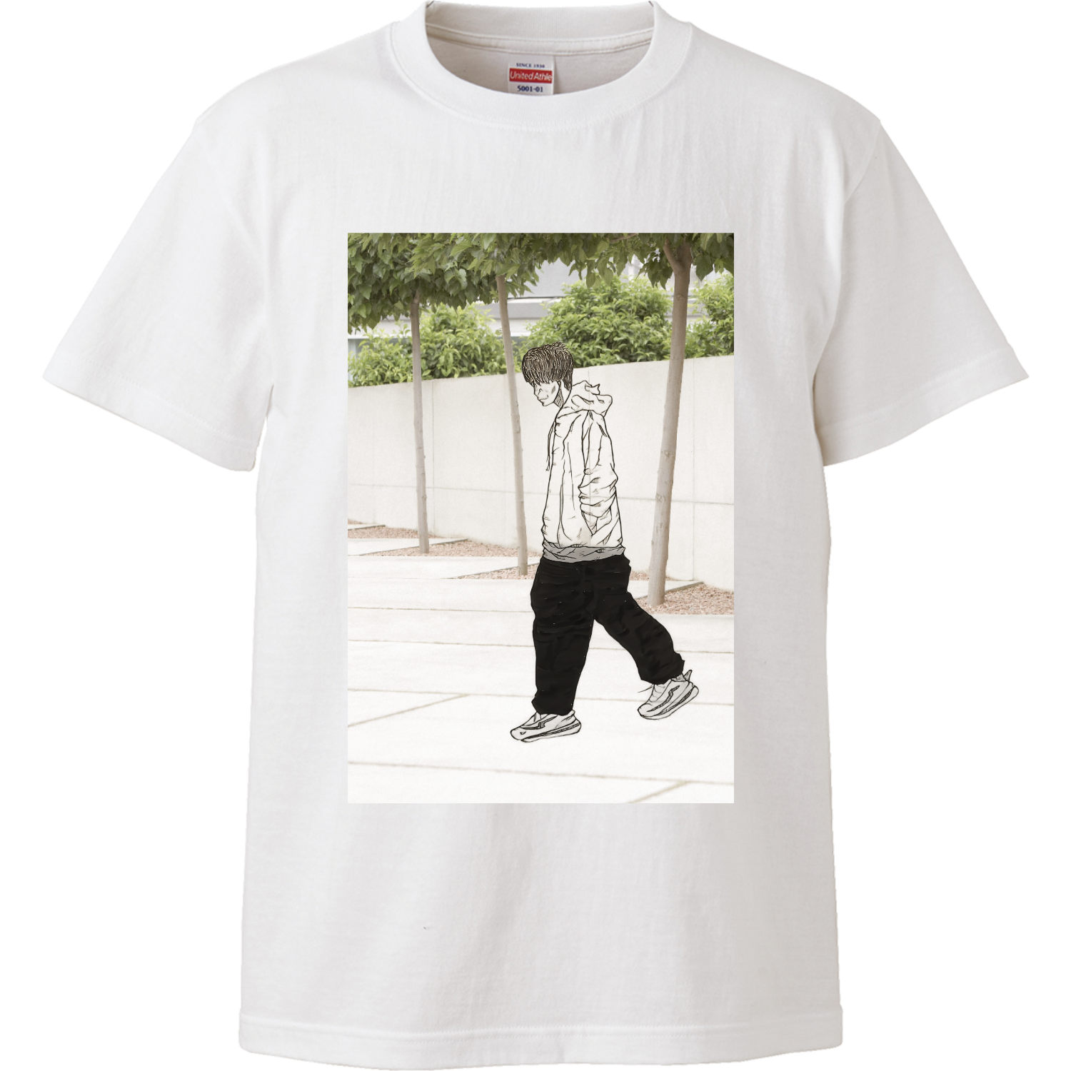 イラスト、お出かけ、散歩、ナチュラル ハイクオリティーTシャツ