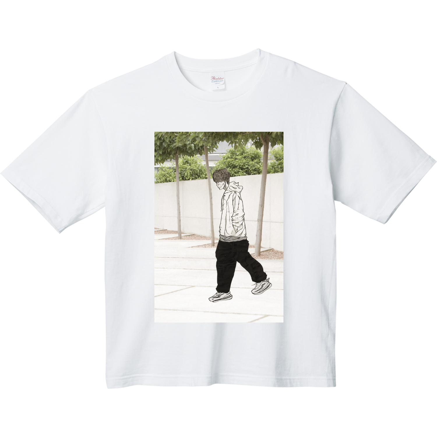 イラスト、お出かけ、散歩、ナチュラル ヘビーウェイト ビッグシルエットTシャツ