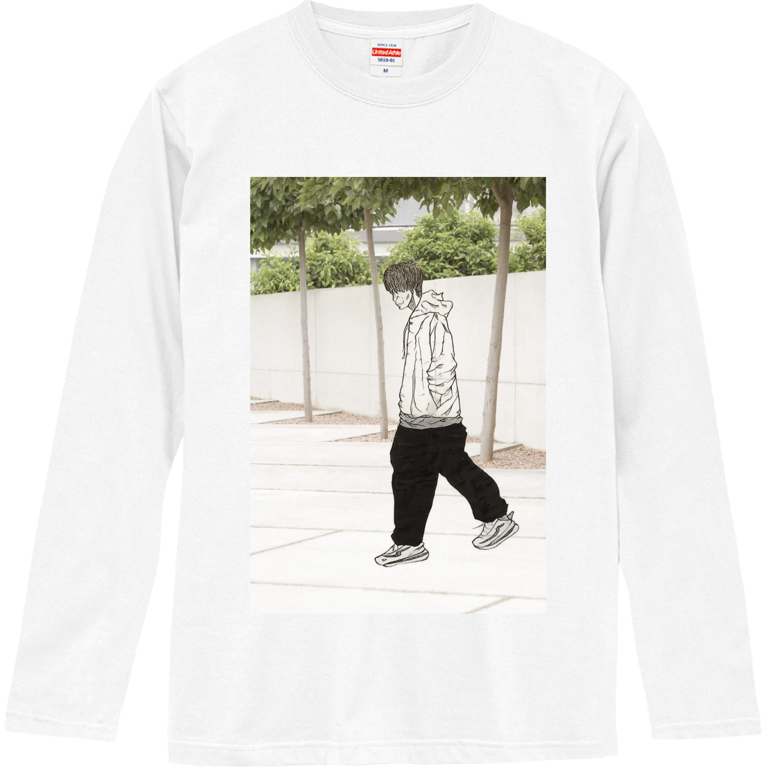 イラスト、お出かけ、散歩、ナチュラル ロングスリーブTシャツ