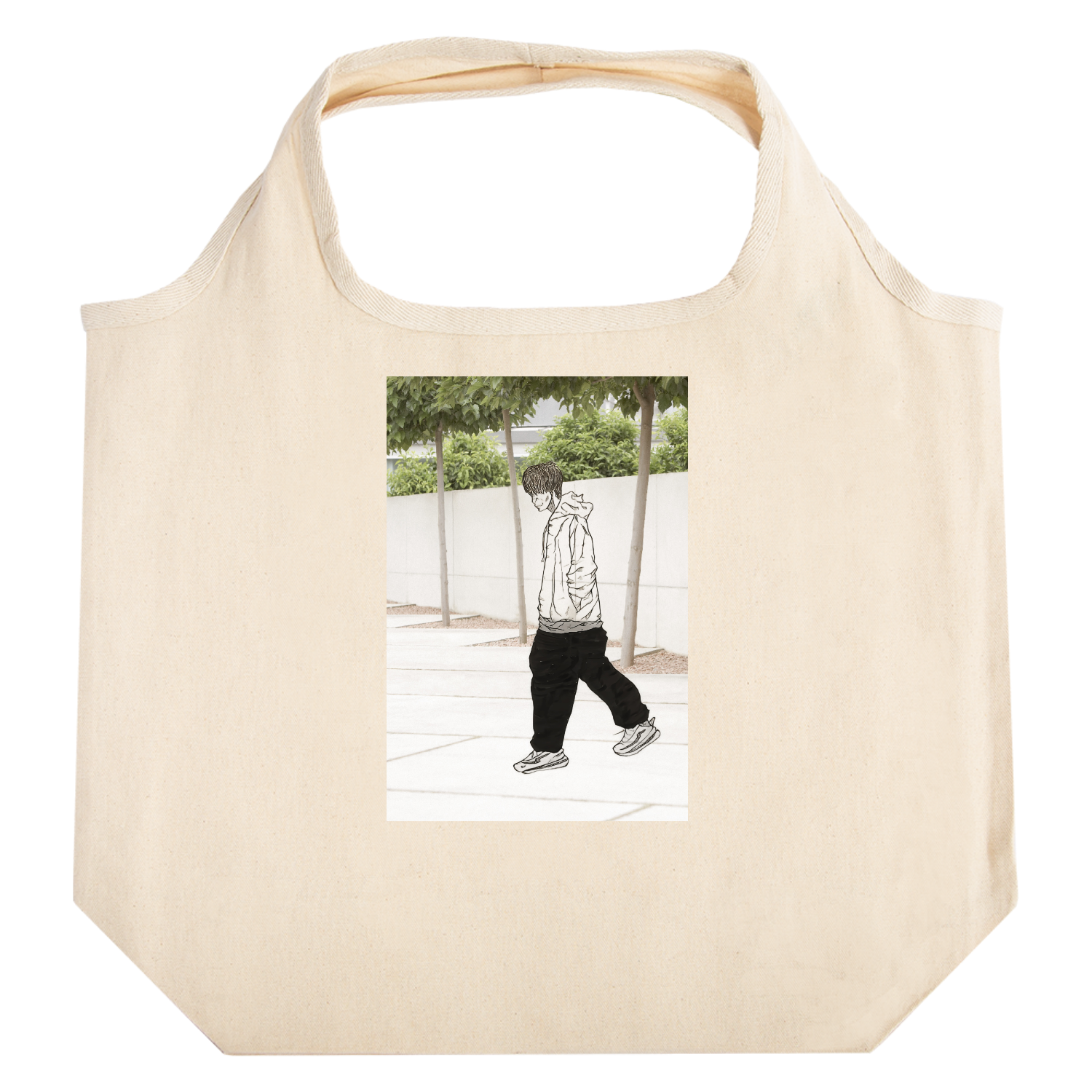 イラスト、お出かけ、散歩、ナチュラル たためるマルシェ【白プリントあり】