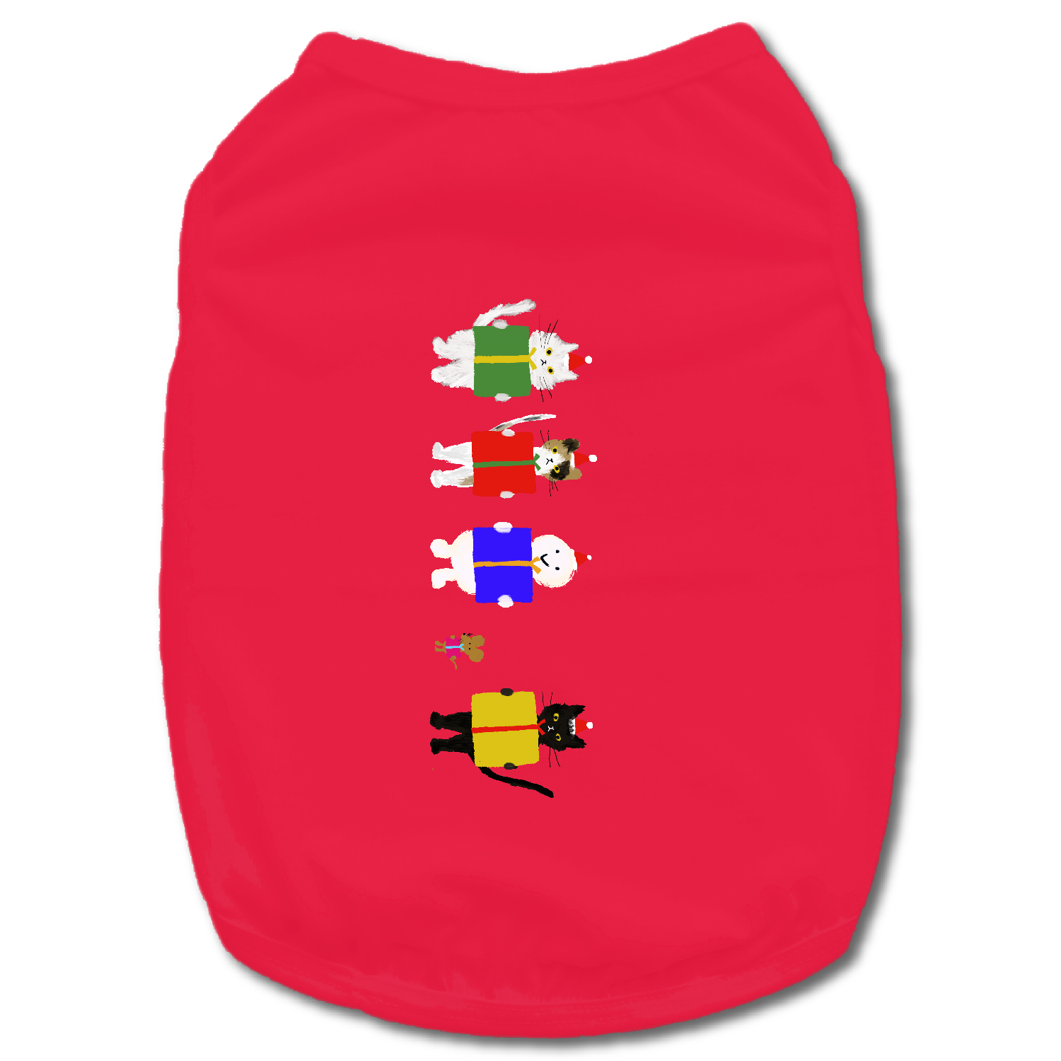 ねこ、ねずみ、雪だるまのクリスマスプレゼント ドッグウェア