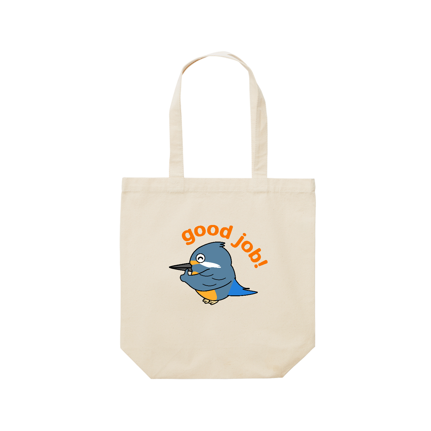 グッジョブカワセミちゃん - 可愛い野鳥のイラストグッズ レギュラーキャンバストートバッグ(M) (フルカラー転写プリント)