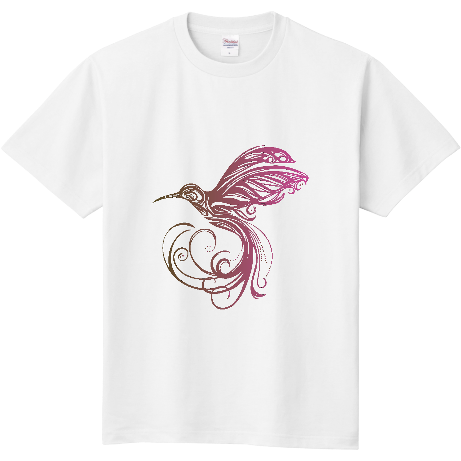 美しいハチドリのトライバルアートデザインマーク 定番Ｔシャツ