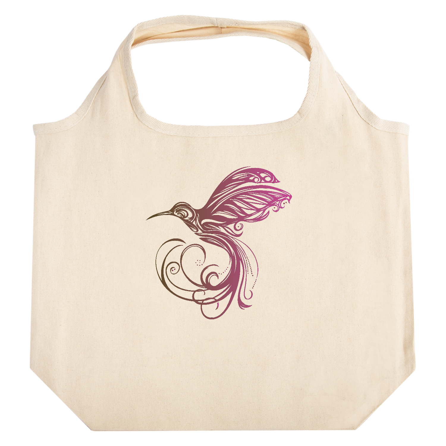 美しいハチドリのトライバルアートデザインマーク たためるマルシェ【白プリントあり】